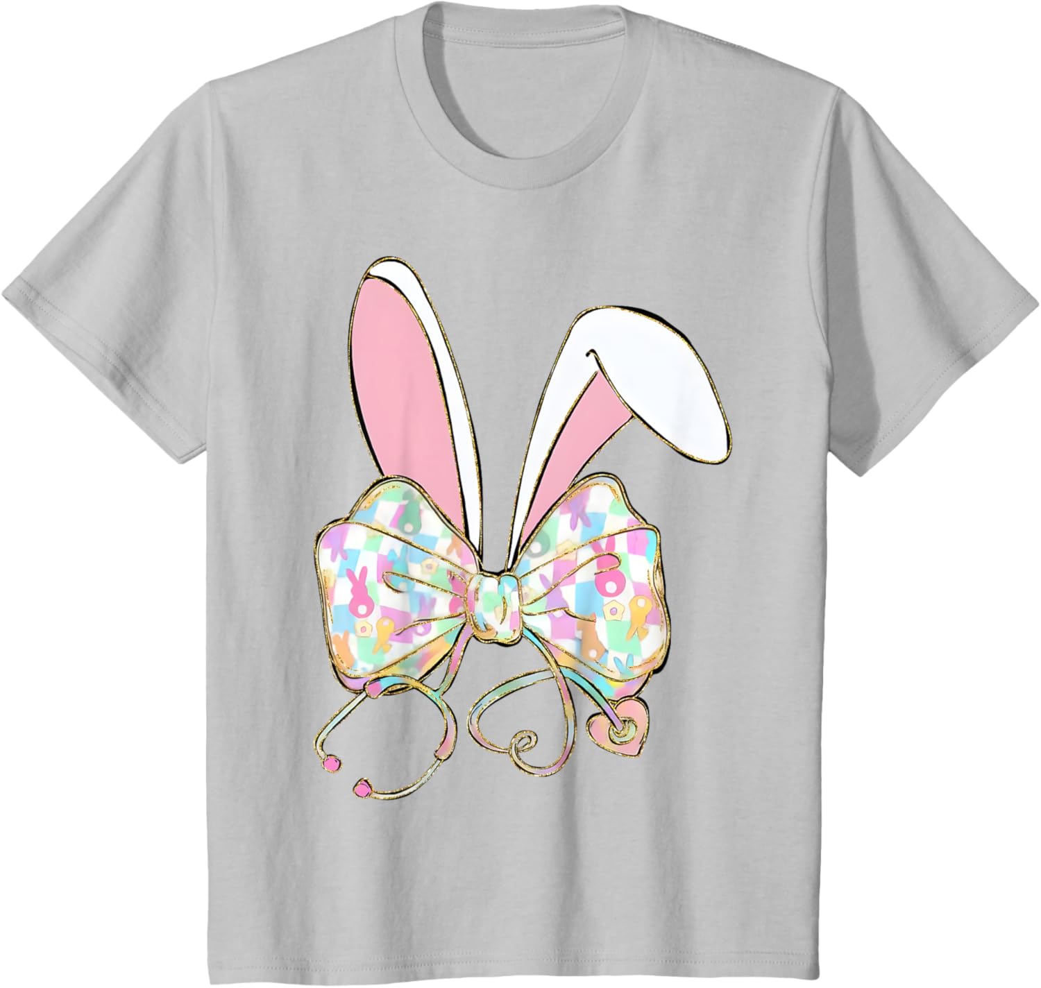 Easter Bunny Nurse Stethoscope Bow Doctor Rabbit Coquette T-Shirt