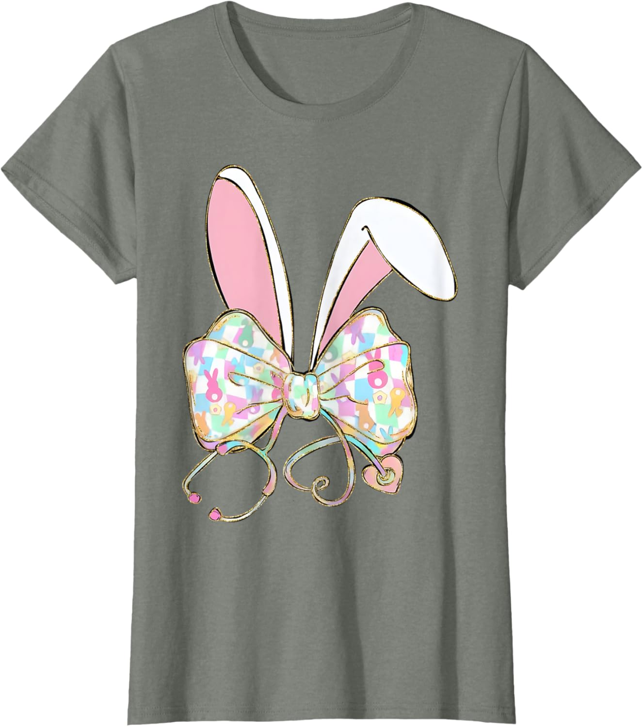 Easter Bunny Nurse Stethoscope Bow Doctor Rabbit Coquette T-Shirt