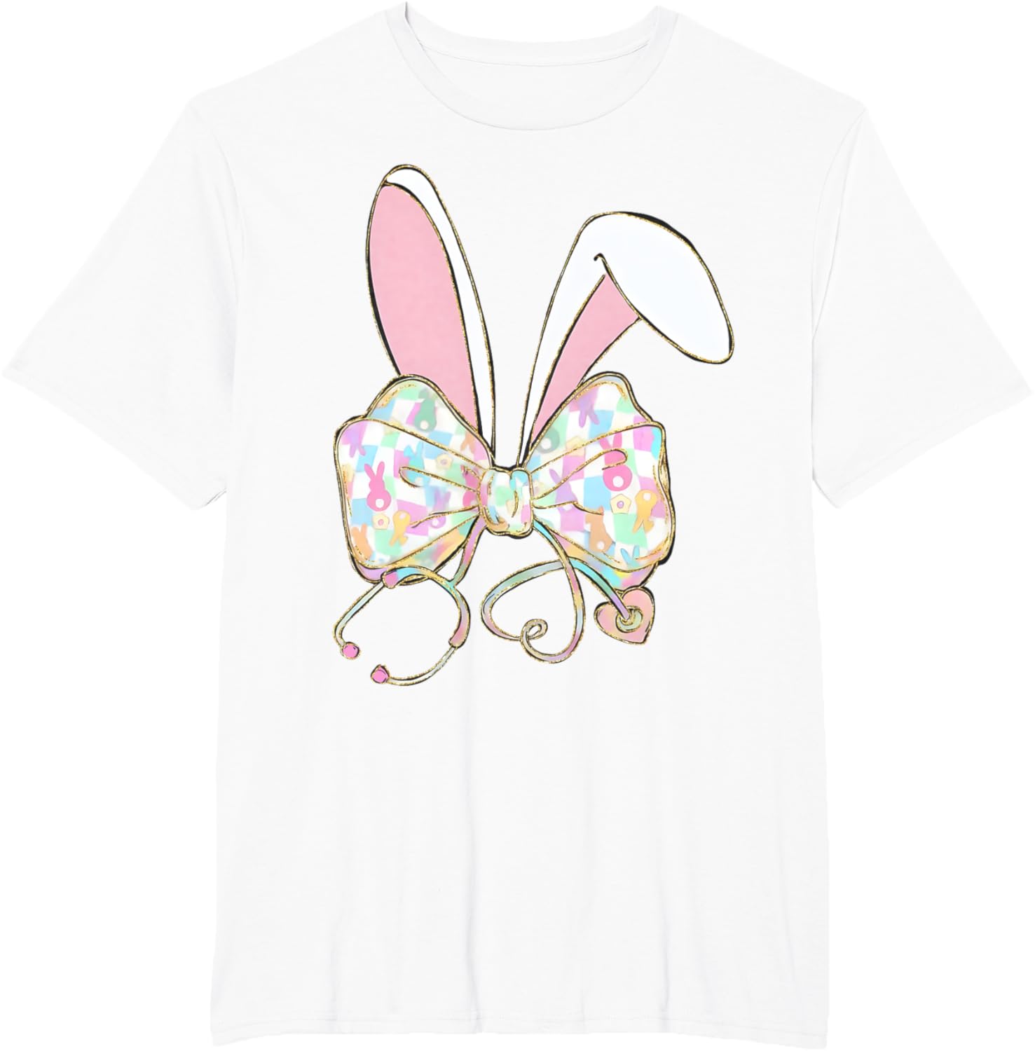 Easter Bunny Nurse Stethoscope Bow Doctor Rabbit Coquette T-Shirt