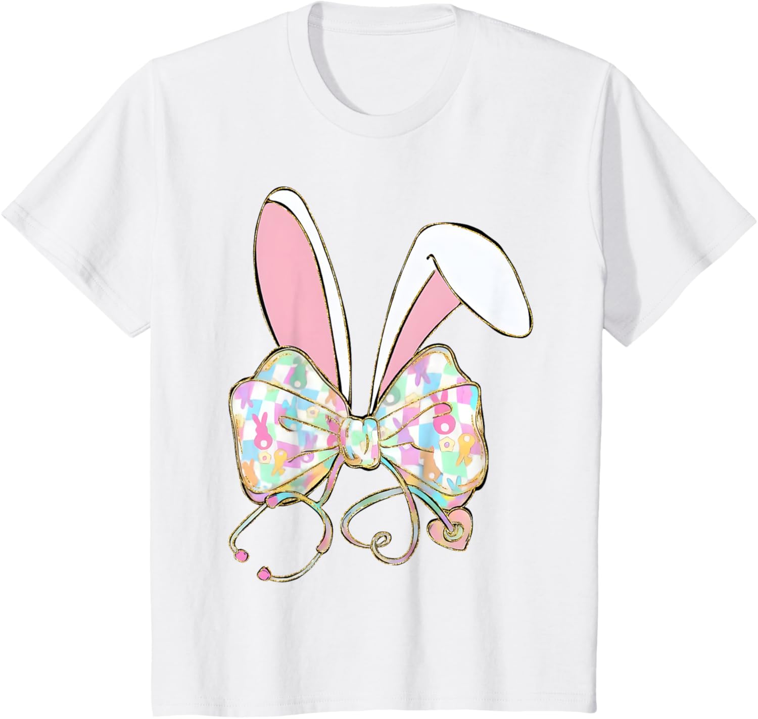 Easter Bunny Nurse Stethoscope Bow Doctor Rabbit Coquette T-Shirt