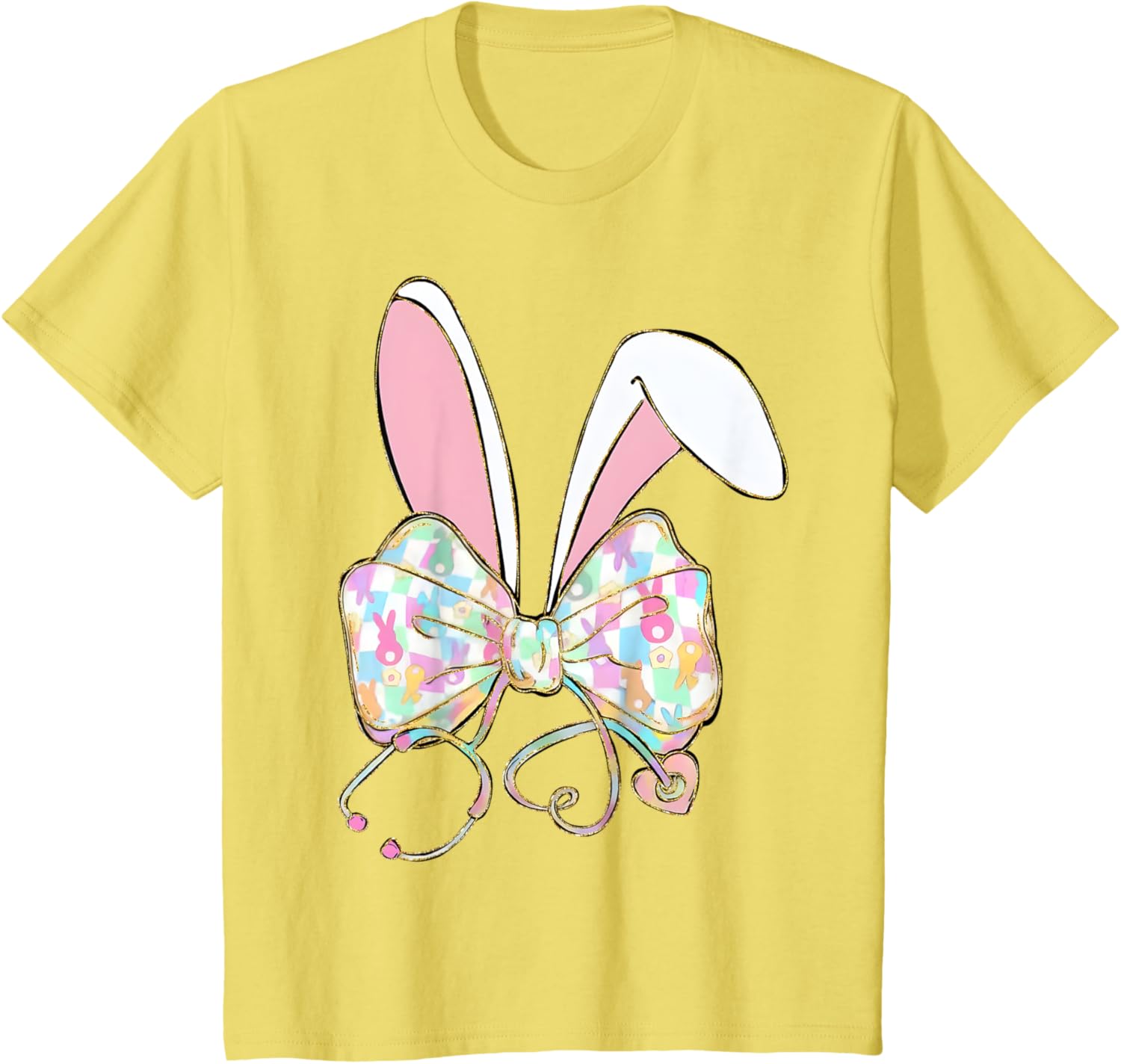 Easter Bunny Nurse Stethoscope Bow Doctor Rabbit Coquette T-Shirt