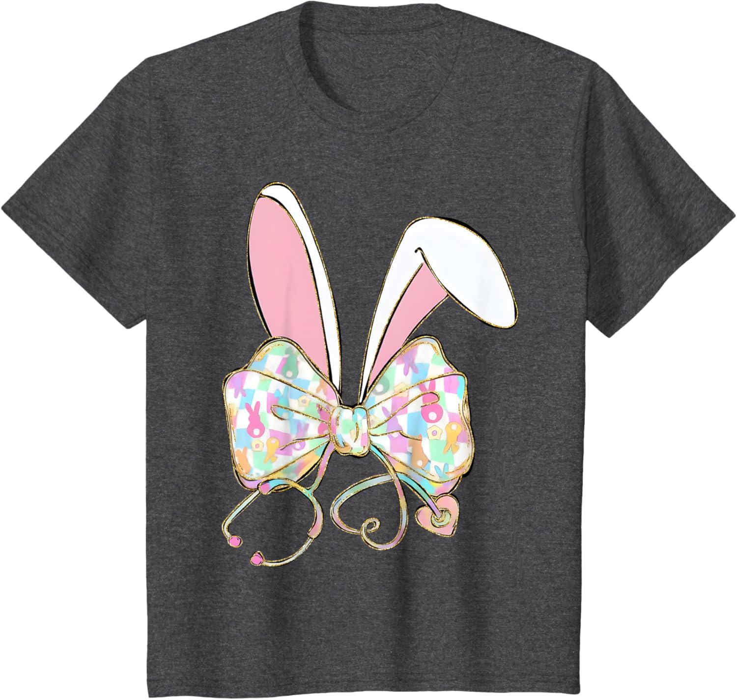 Easter Bunny Nurse Stethoscope Bow Doctor Rabbit Coquette T-Shirt