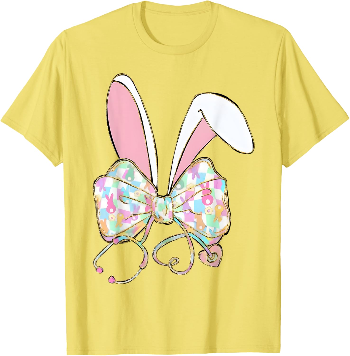 Easter Bunny Nurse Stethoscope Bow Doctor Rabbit Coquette T-Shirt