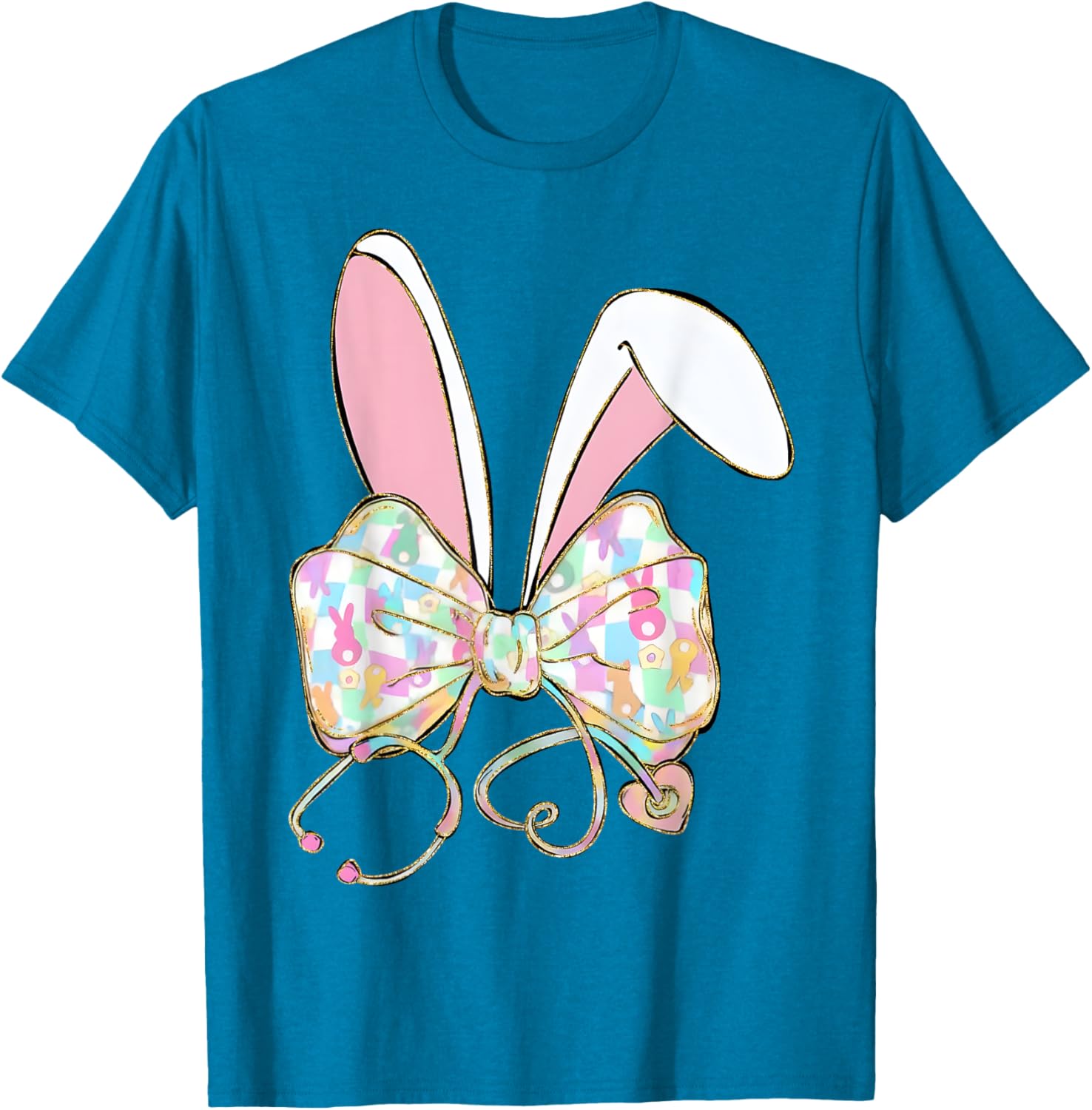 Easter Bunny Nurse Stethoscope Bow Doctor Rabbit Coquette T-Shirt