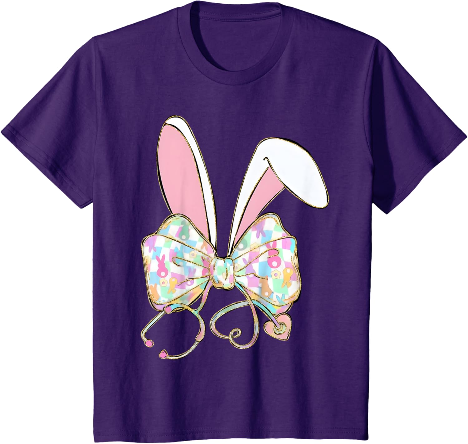 Easter Bunny Nurse Stethoscope Bow Doctor Rabbit Coquette T-Shirt