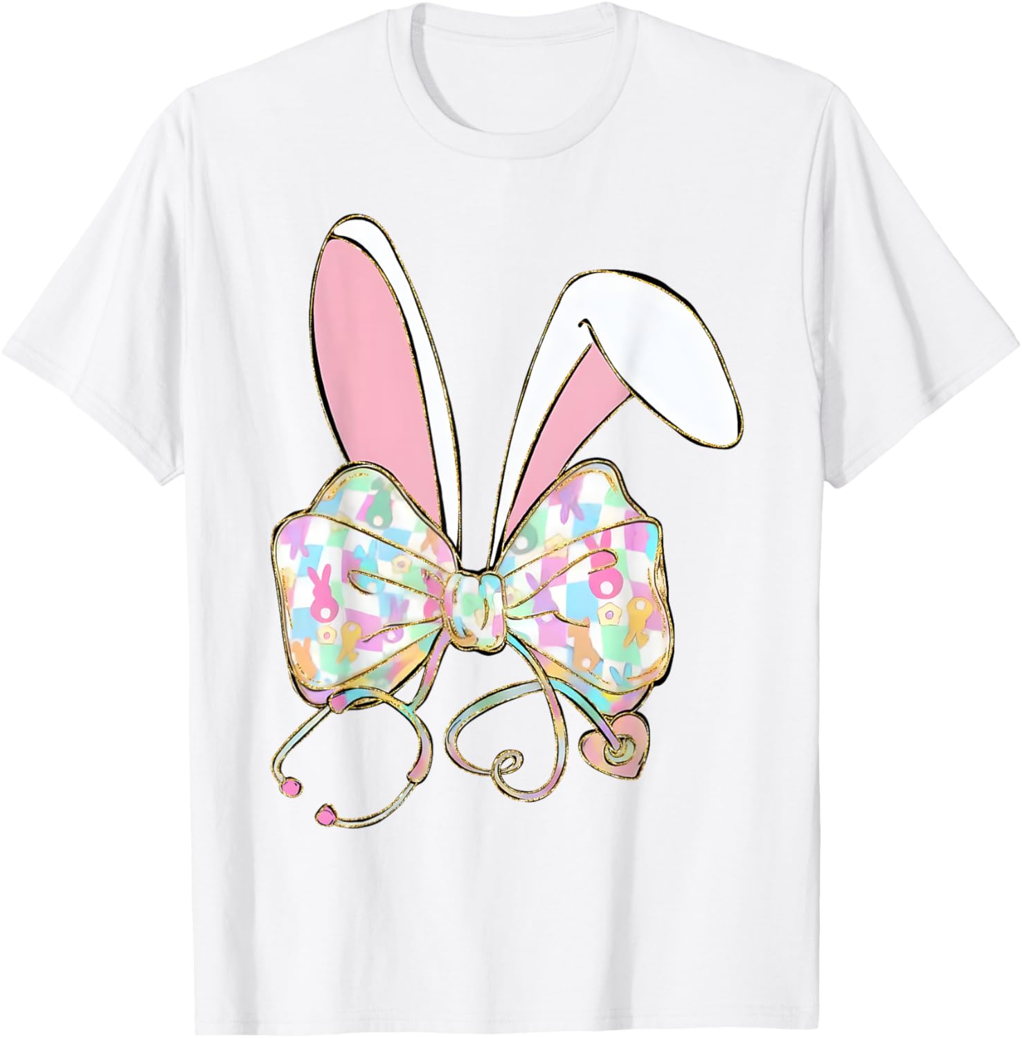 Easter Bunny Nurse Stethoscope Bow Doctor Rabbit Coquette T-Shirt