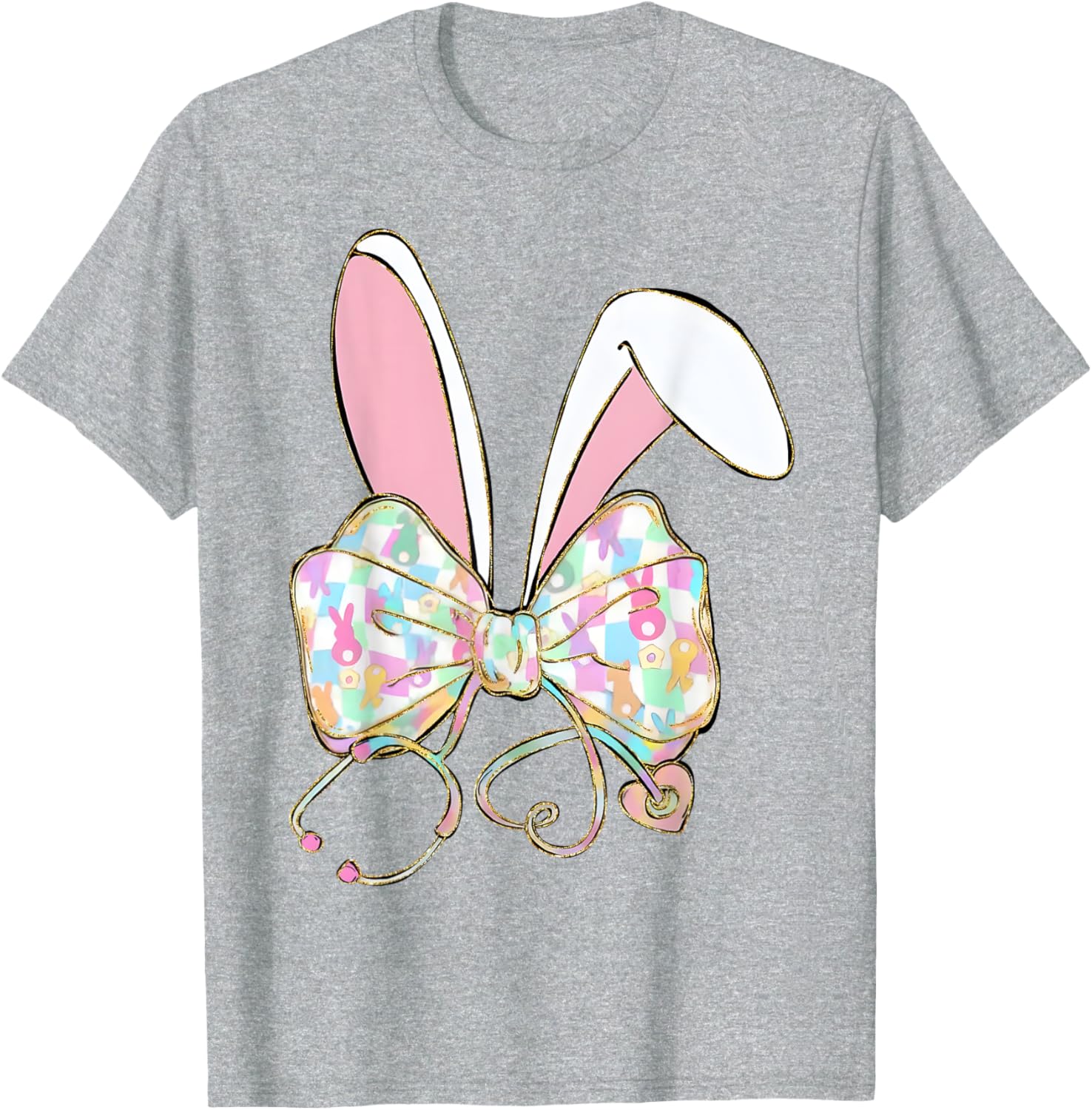 Easter Bunny Nurse Stethoscope Bow Doctor Rabbit Coquette T-Shirt