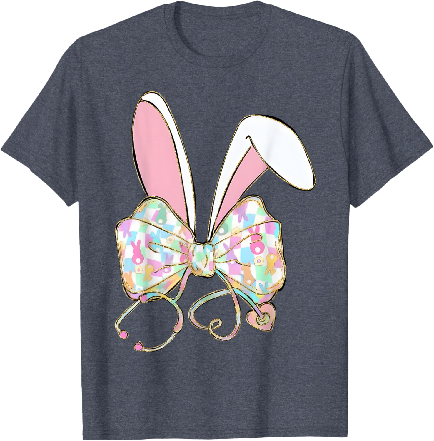 Easter Bunny Nurse Stethoscope Bow Doctor Rabbit Coquette T-Shirt