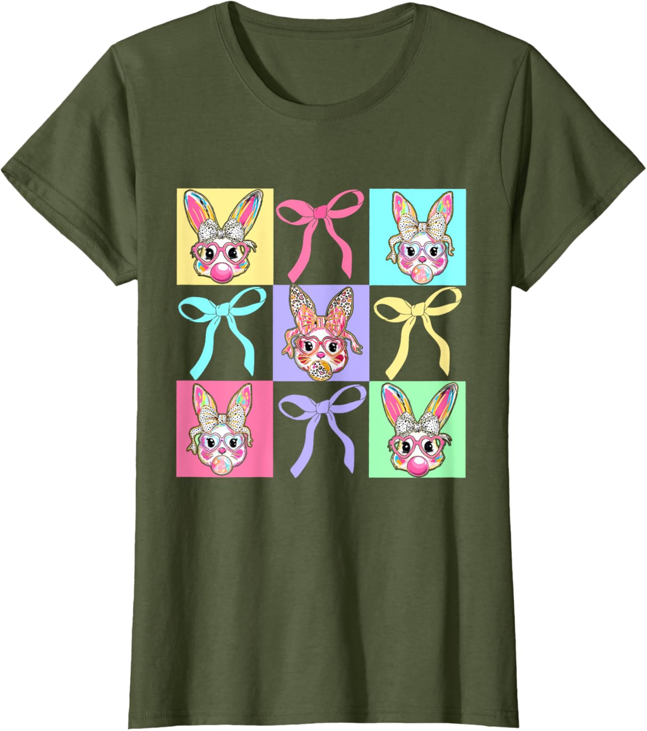 Easter Bunny Rabbit Face Coquette Bow Girl Happy Easter Day T-Shirt