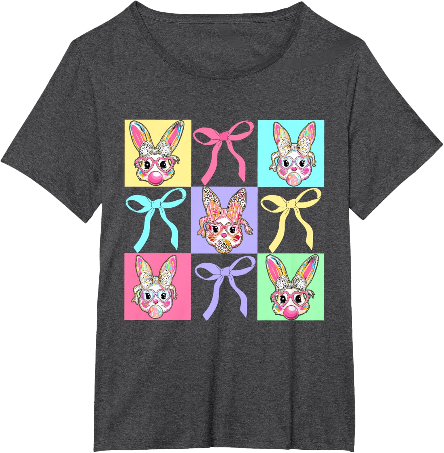 Easter Bunny Rabbit Face Coquette Bow Girl Happy Easter Day T-Shirt