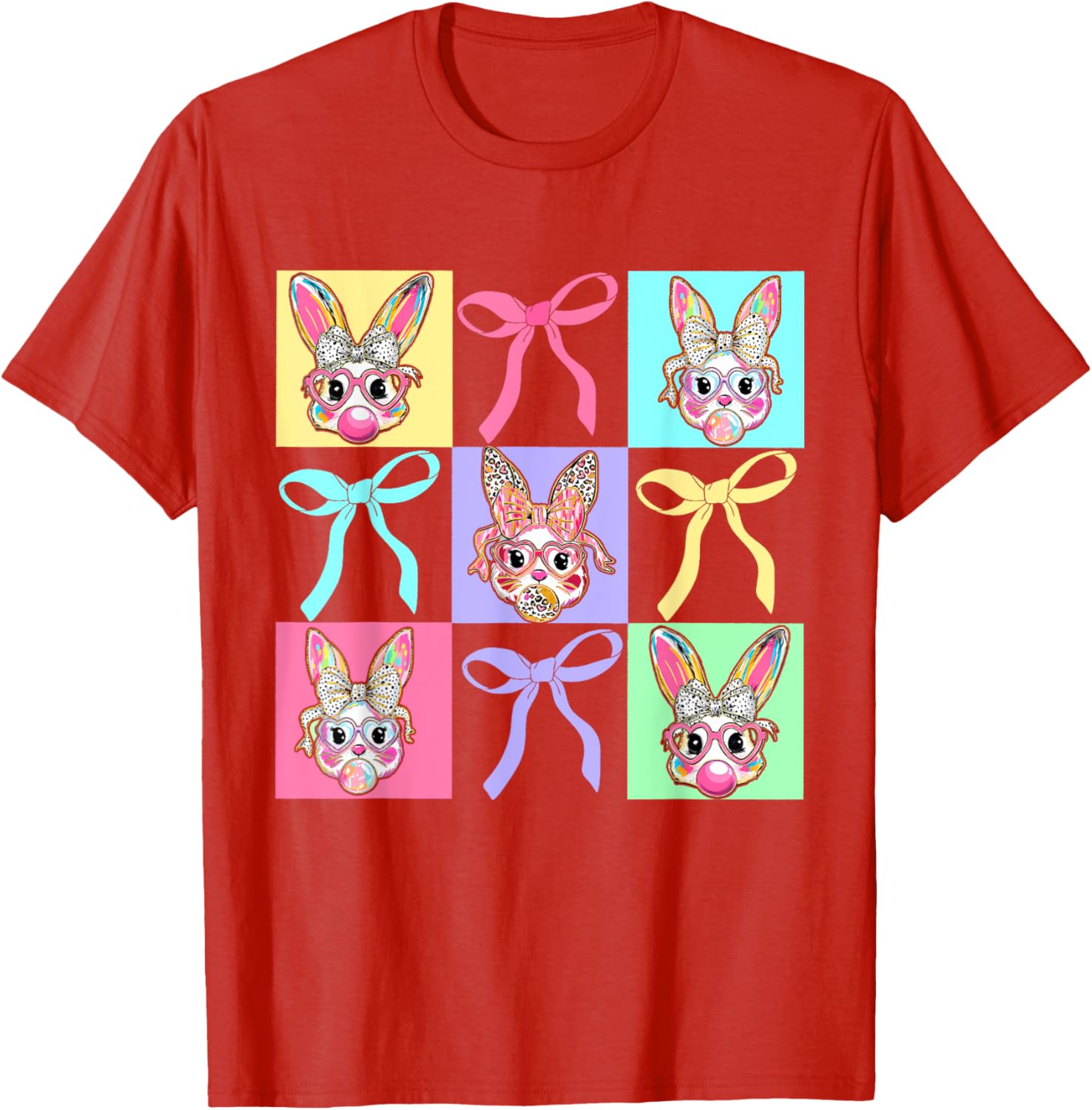 Easter Bunny Rabbit Face Coquette Bow Girl Happy Easter Day T-Shirt