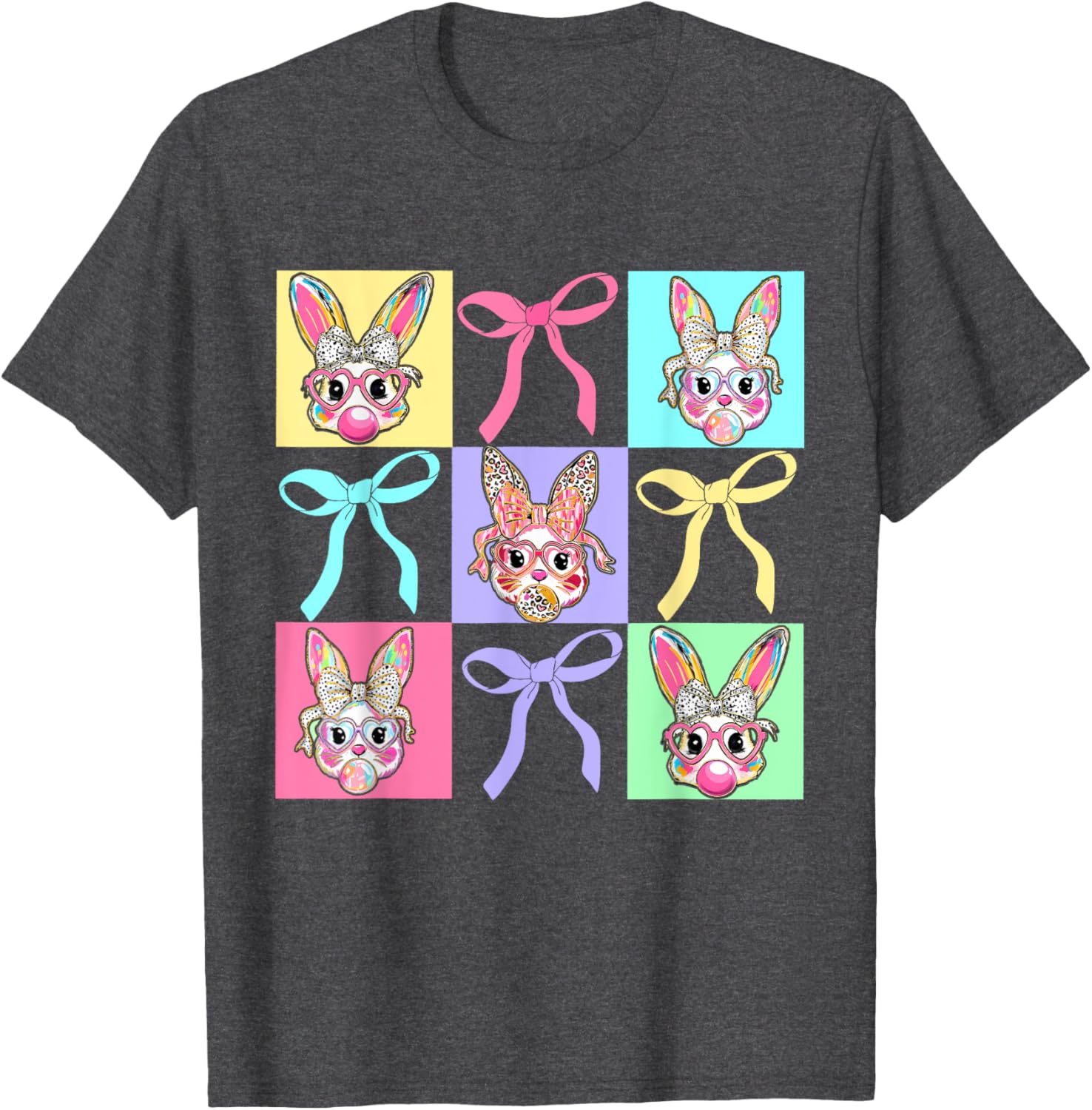 Easter Bunny Rabbit Face Coquette Bow Girl Happy Easter Day T-Shirt