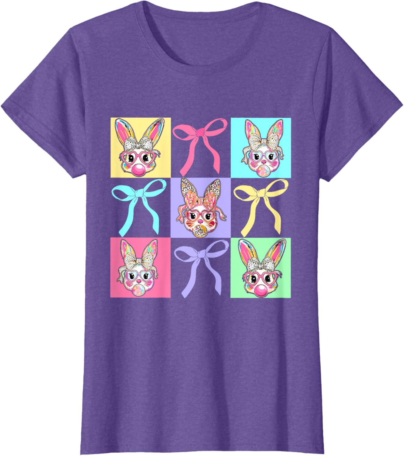 Easter Bunny Rabbit Face Coquette Bow Girl Happy Easter Day T-Shirt