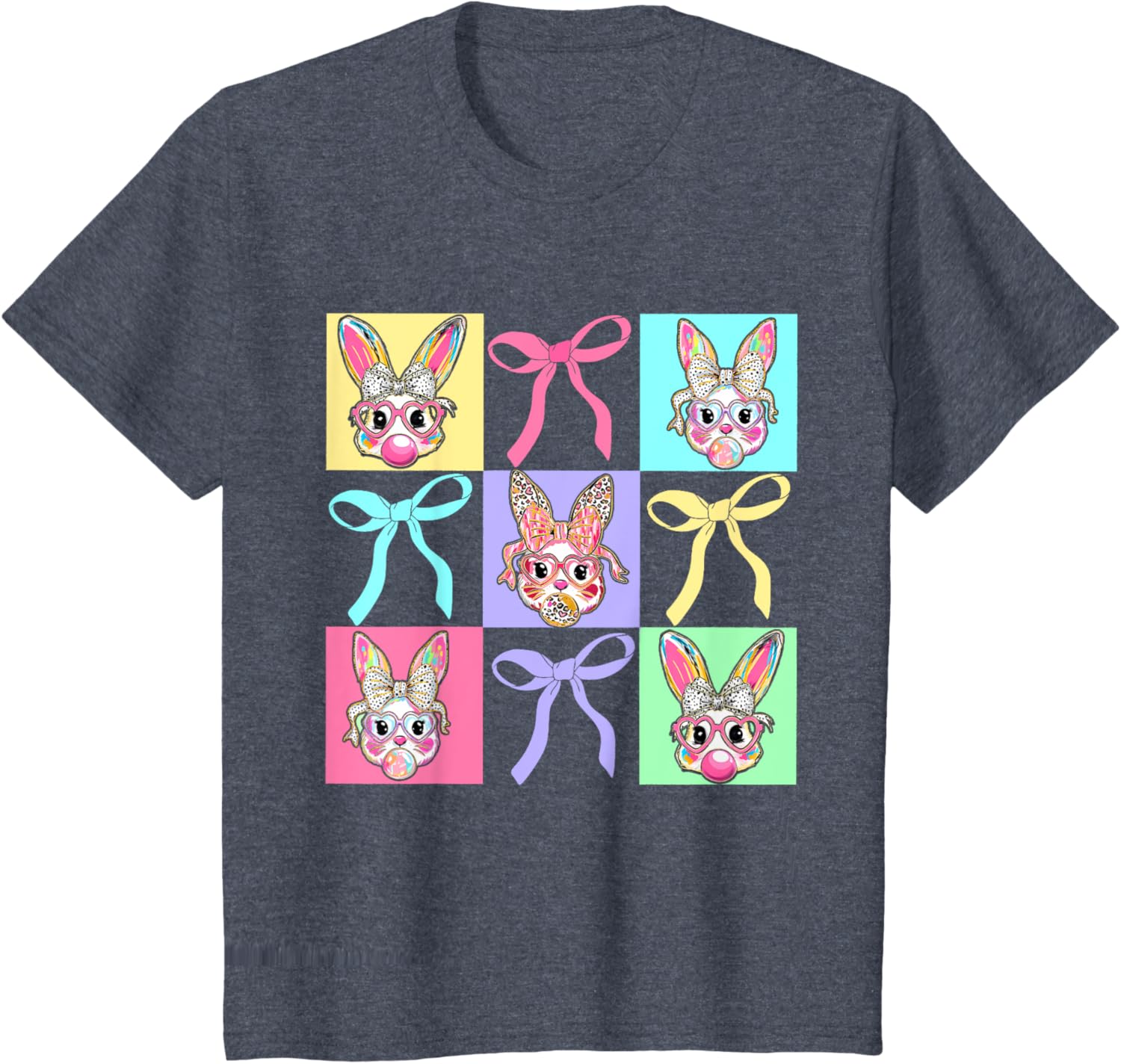 Easter Bunny Rabbit Face Coquette Bow Girl Happy Easter Day T-Shirt