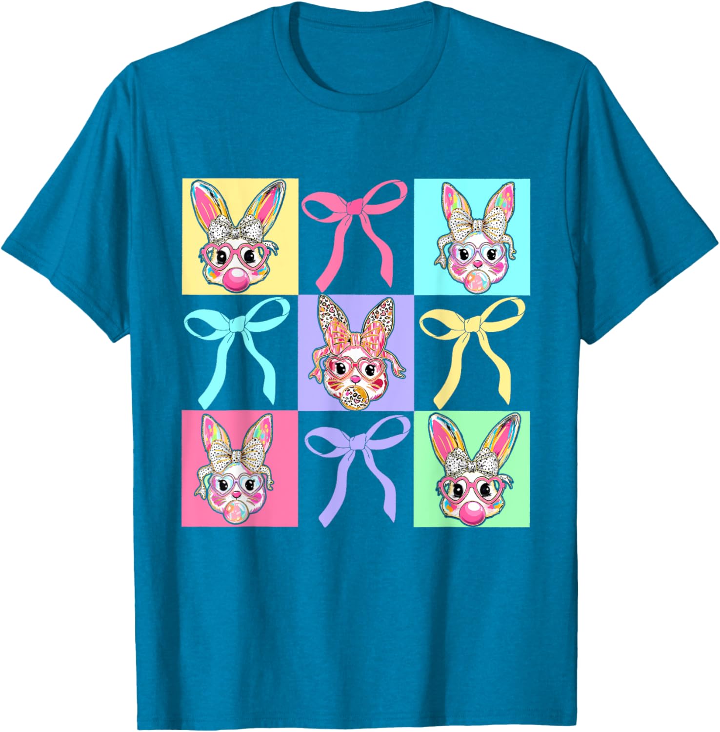 Easter Bunny Rabbit Face Coquette Bow Girl Happy Easter Day T-Shirt