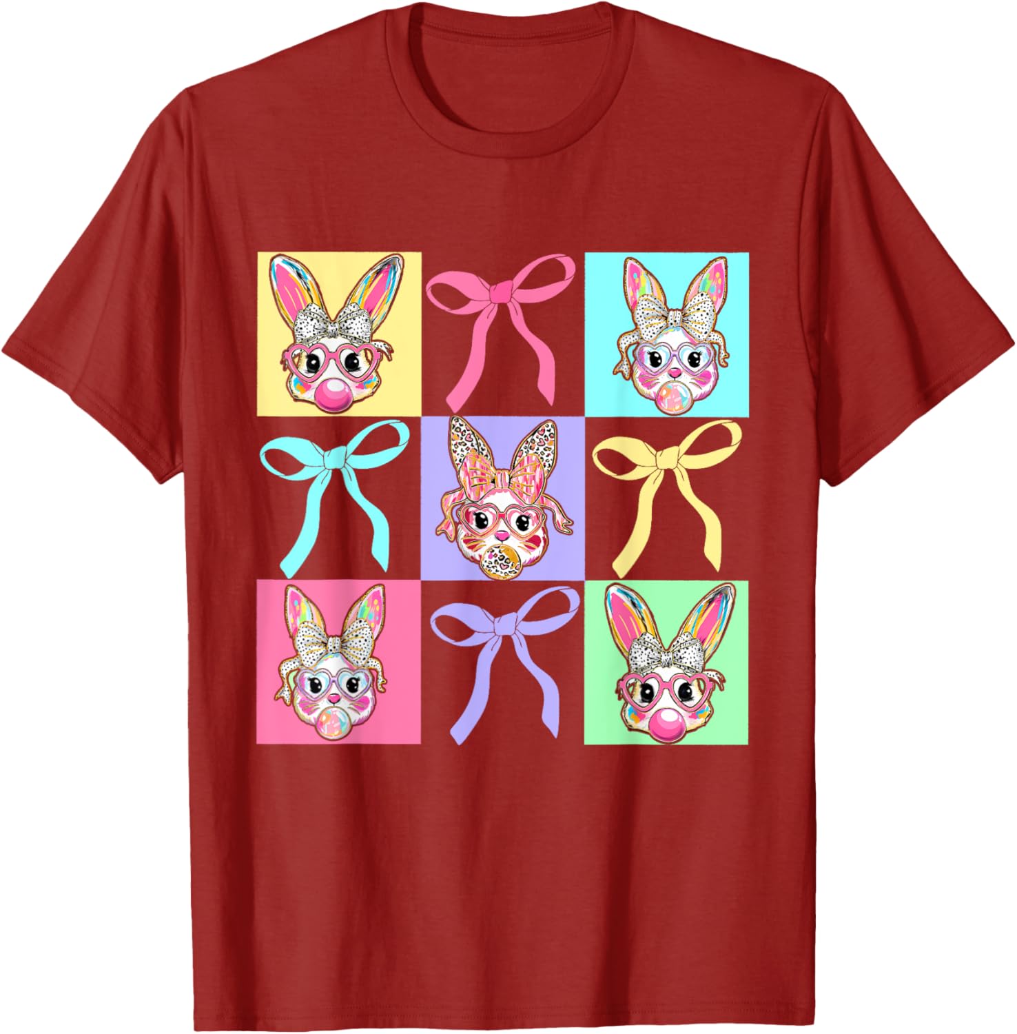 Easter Bunny Rabbit Face Coquette Bow Girl Happy Easter Day T-Shirt