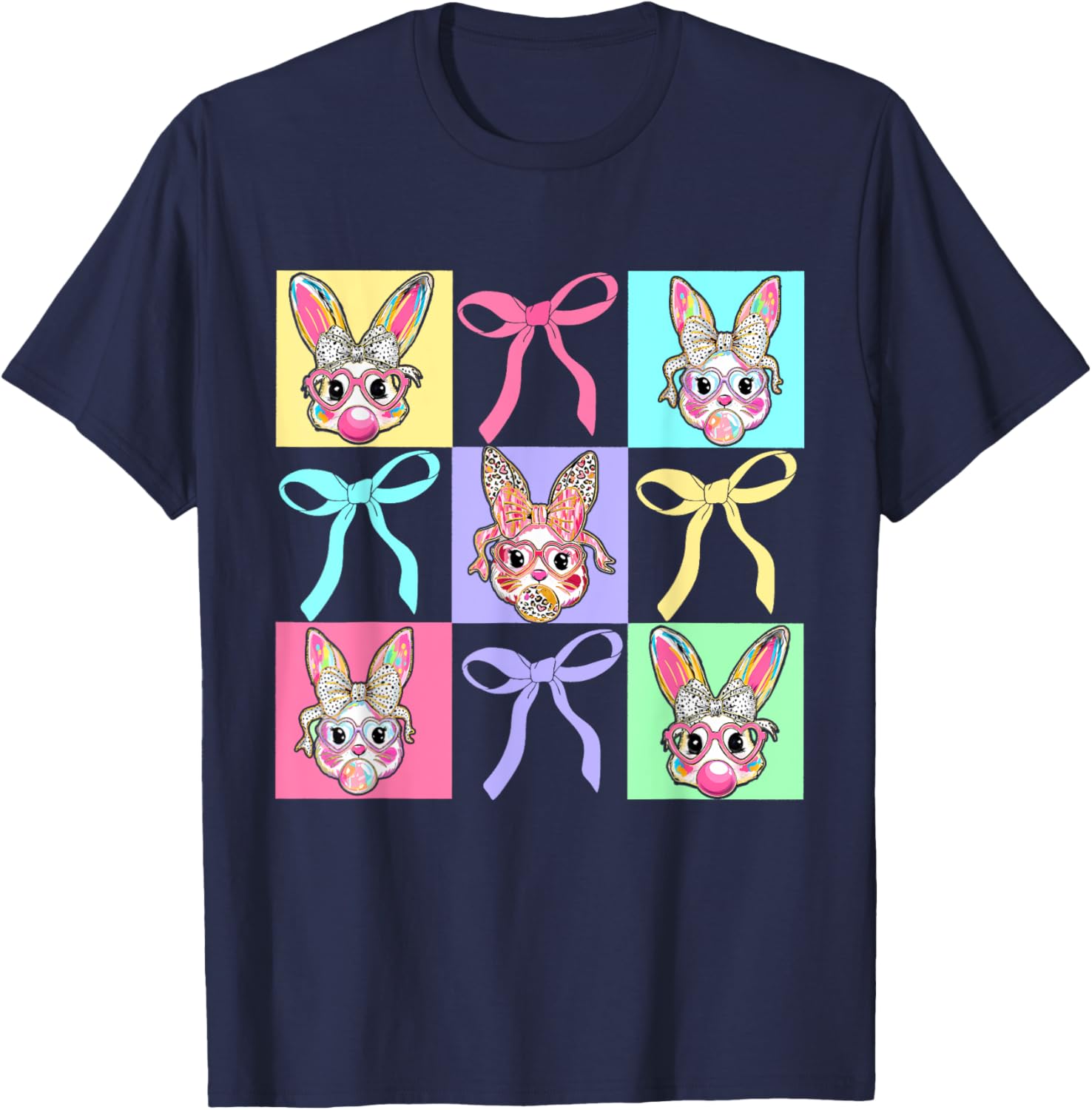 Easter Bunny Rabbit Face Coquette Bow Girl Happy Easter Day T-Shirt