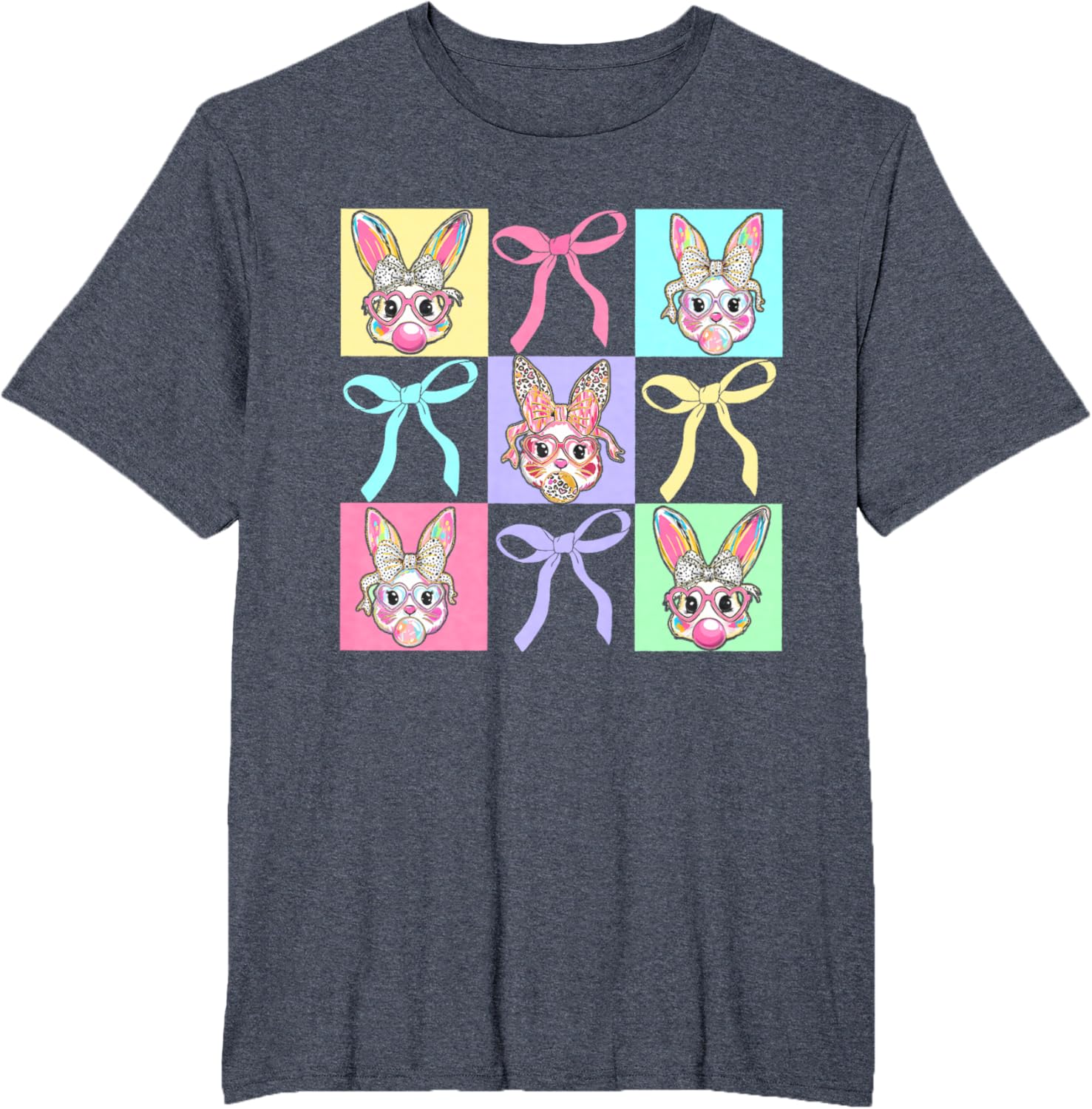 Easter Bunny Rabbit Face Coquette Bow Girl Happy Easter Day T-Shirt