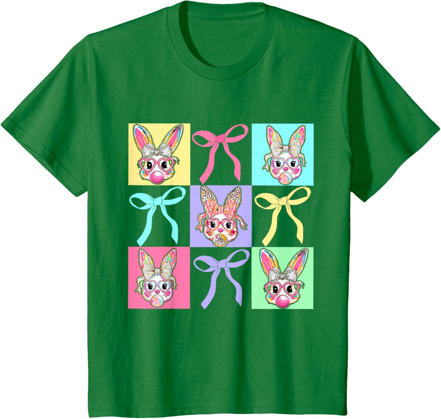 Easter Bunny Rabbit Face Coquette Bow Girl Happy Easter Day T-Shirt