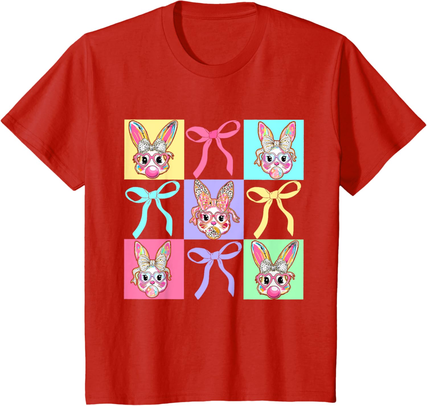 Easter Bunny Rabbit Face Coquette Bow Girl Happy Easter Day T-Shirt