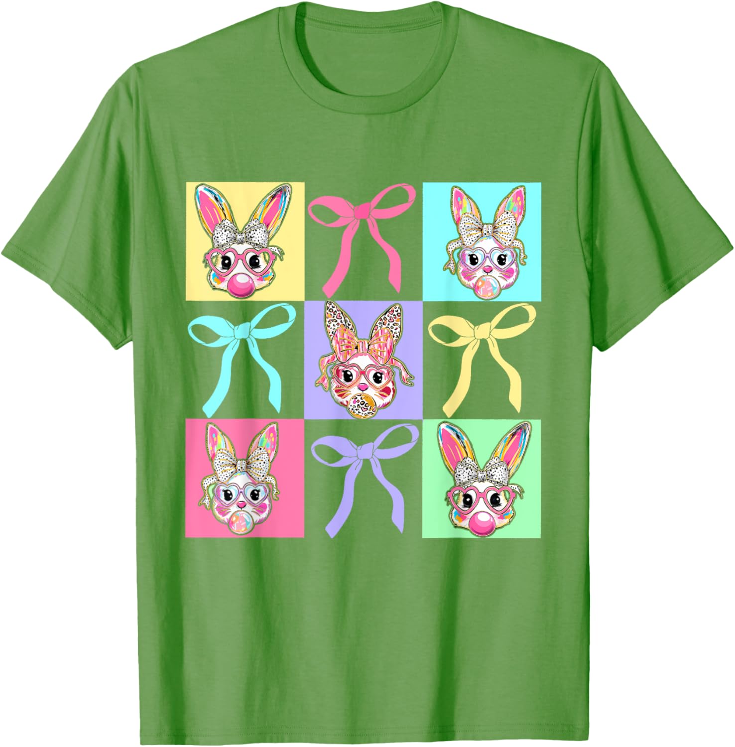 Easter Bunny Rabbit Face Coquette Bow Girl Happy Easter Day T-Shirt