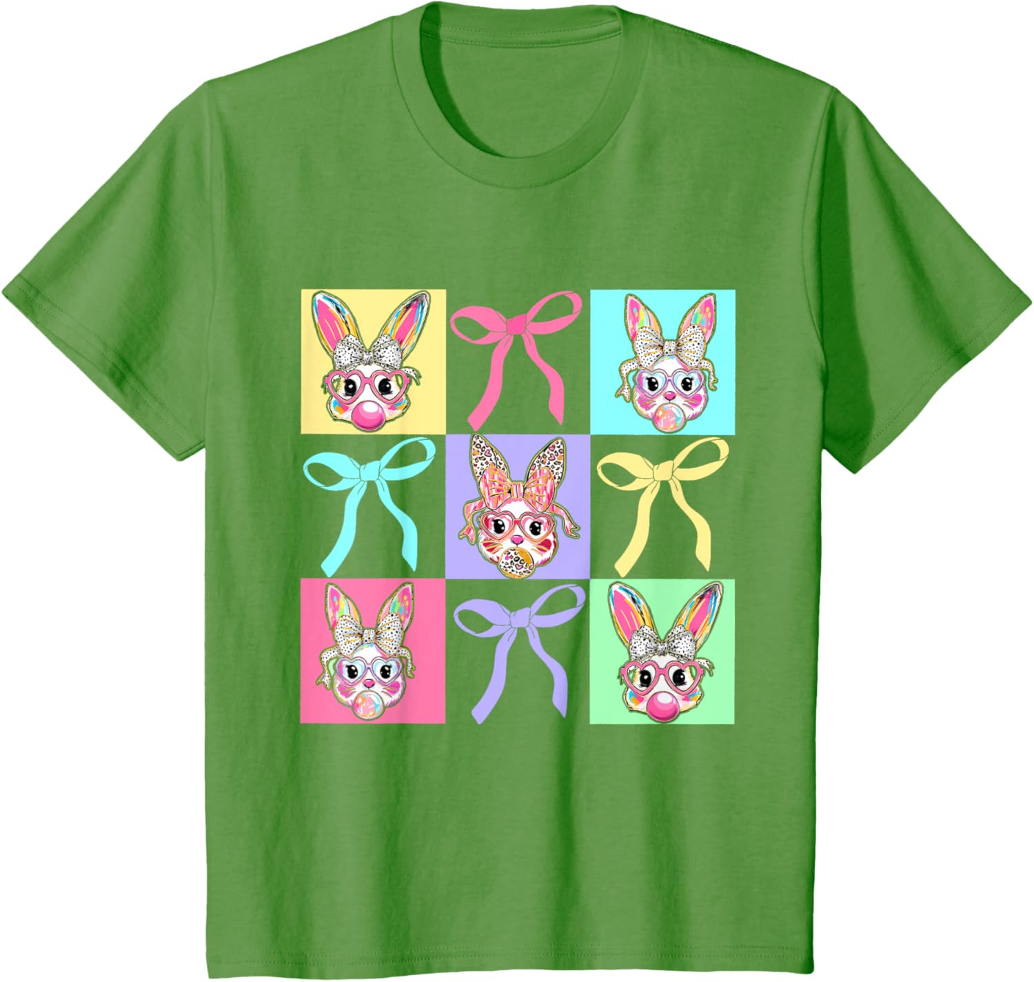 Easter Bunny Rabbit Face Coquette Bow Girl Happy Easter Day T-Shirt