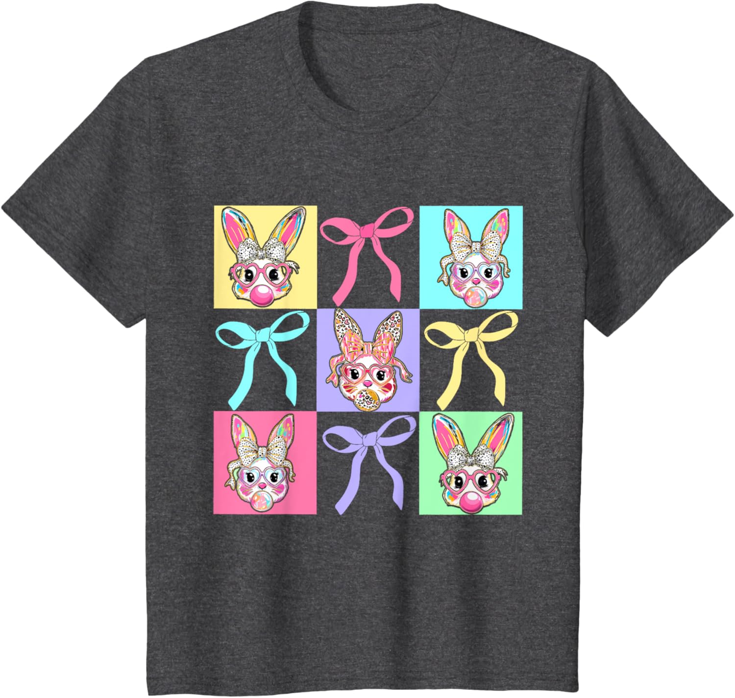 Easter Bunny Rabbit Face Coquette Bow Girl Happy Easter Day T-Shirt