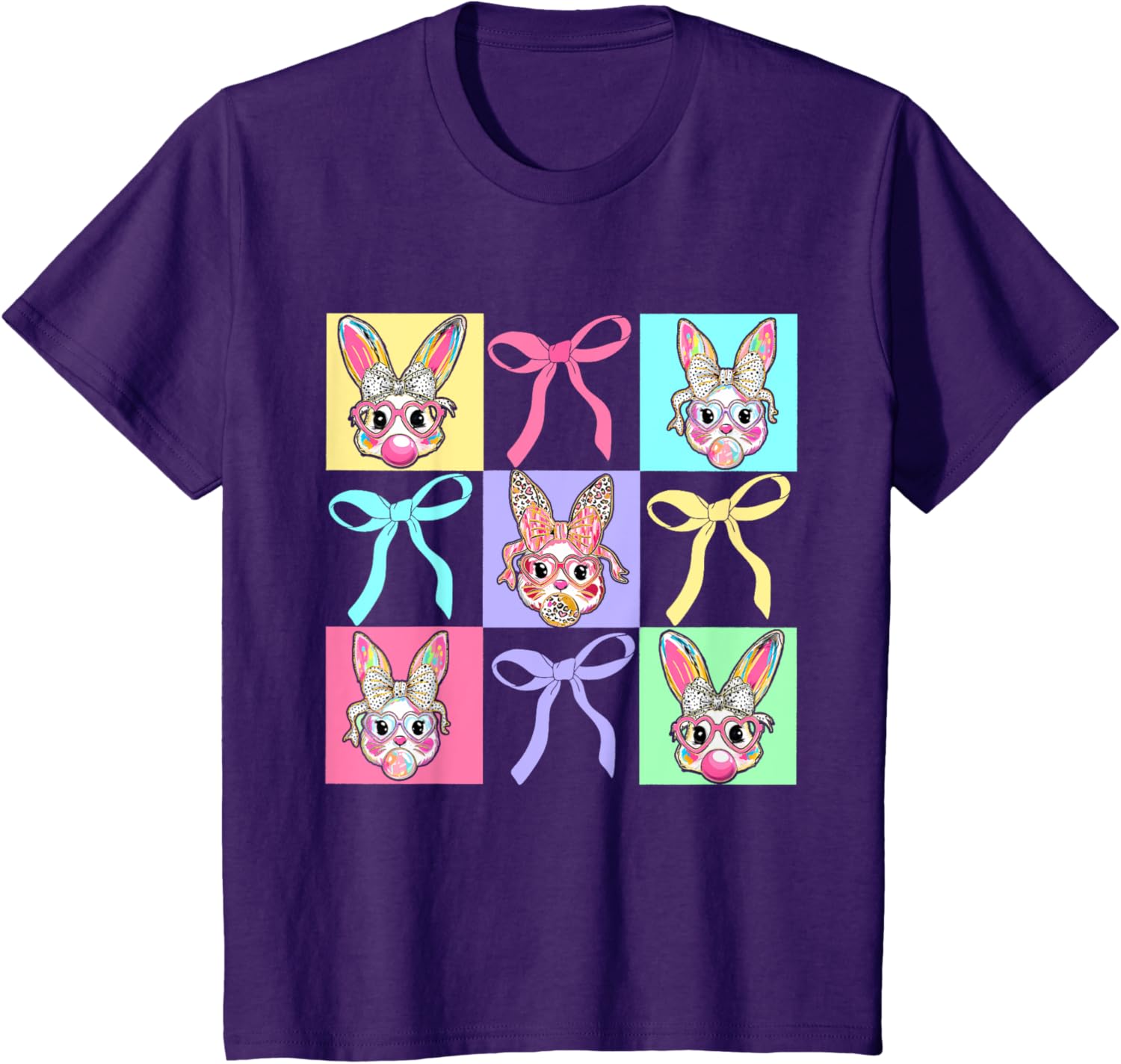 Easter Bunny Rabbit Face Coquette Bow Girl Happy Easter Day T-Shirt