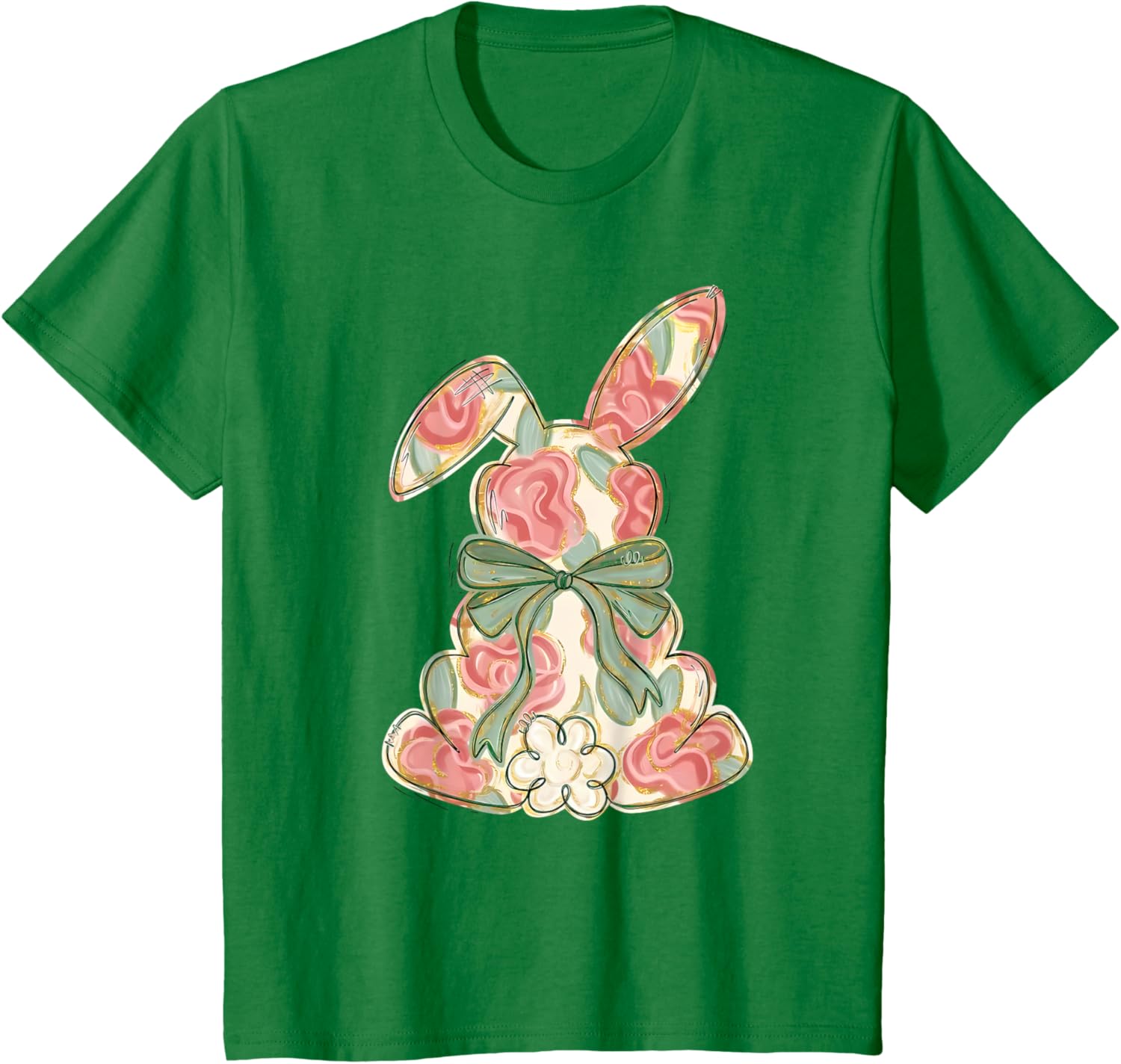 Easter Chinoiserie Floral Bunny Cute Bow Coquette Easter T-Shirt