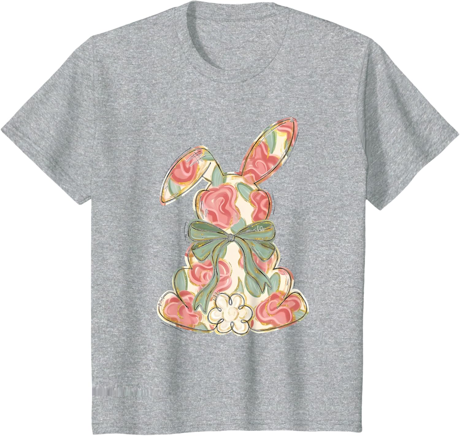 Easter Chinoiserie Floral Bunny Cute Bow Coquette Easter T-Shirt