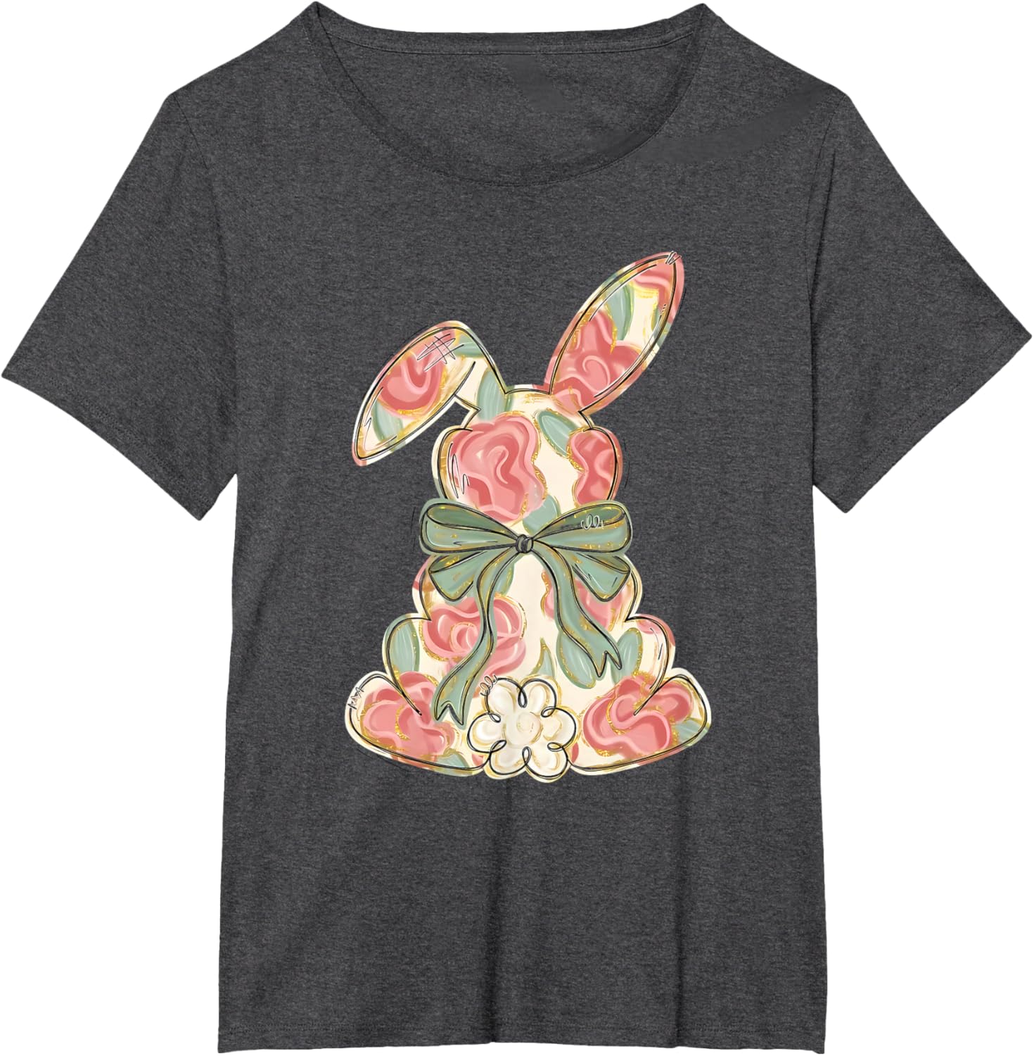 Easter Chinoiserie Floral Bunny Cute Bow Coquette Easter T-Shirt