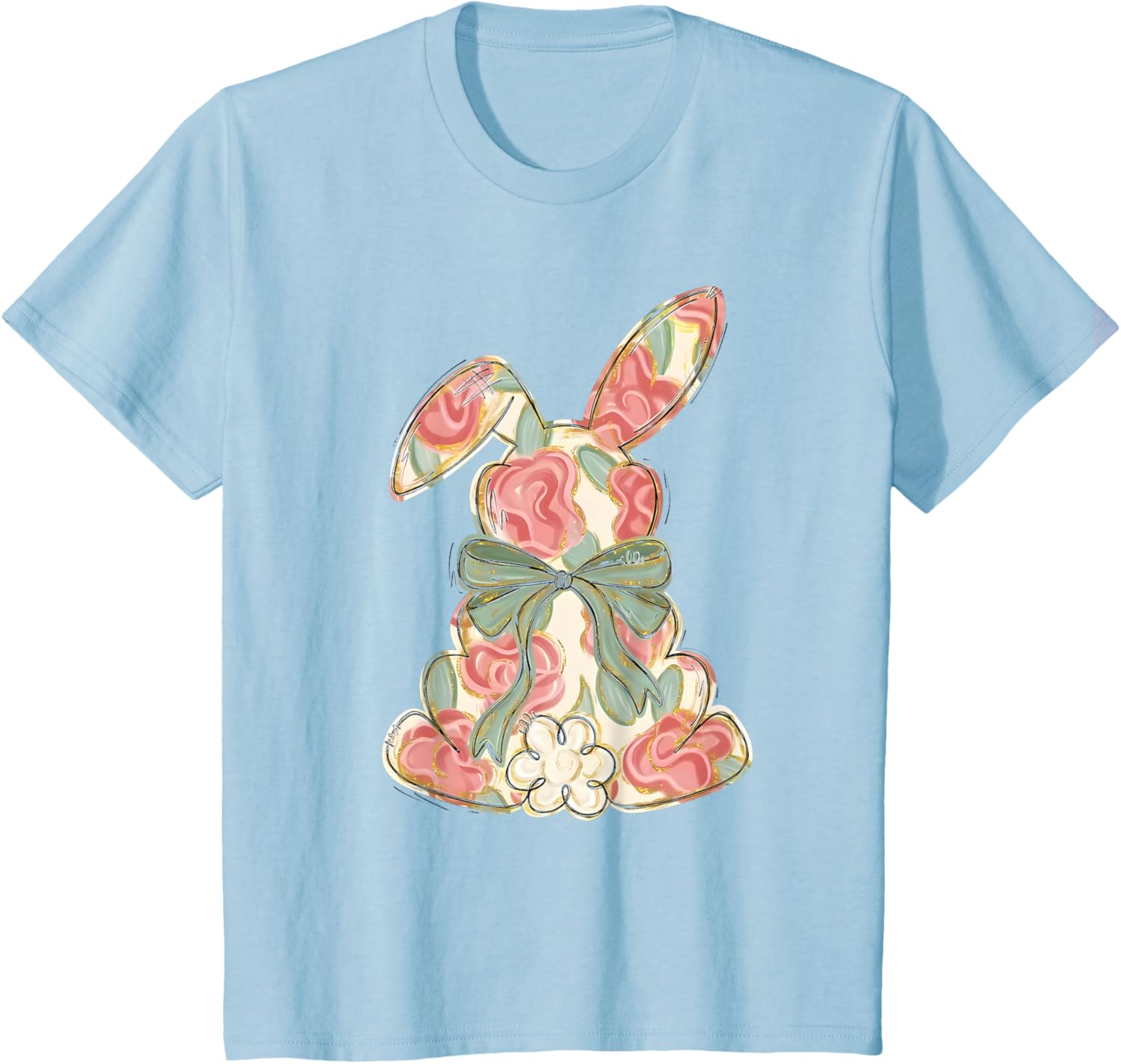 Easter Chinoiserie Floral Bunny Cute Bow Coquette Easter T-Shirt