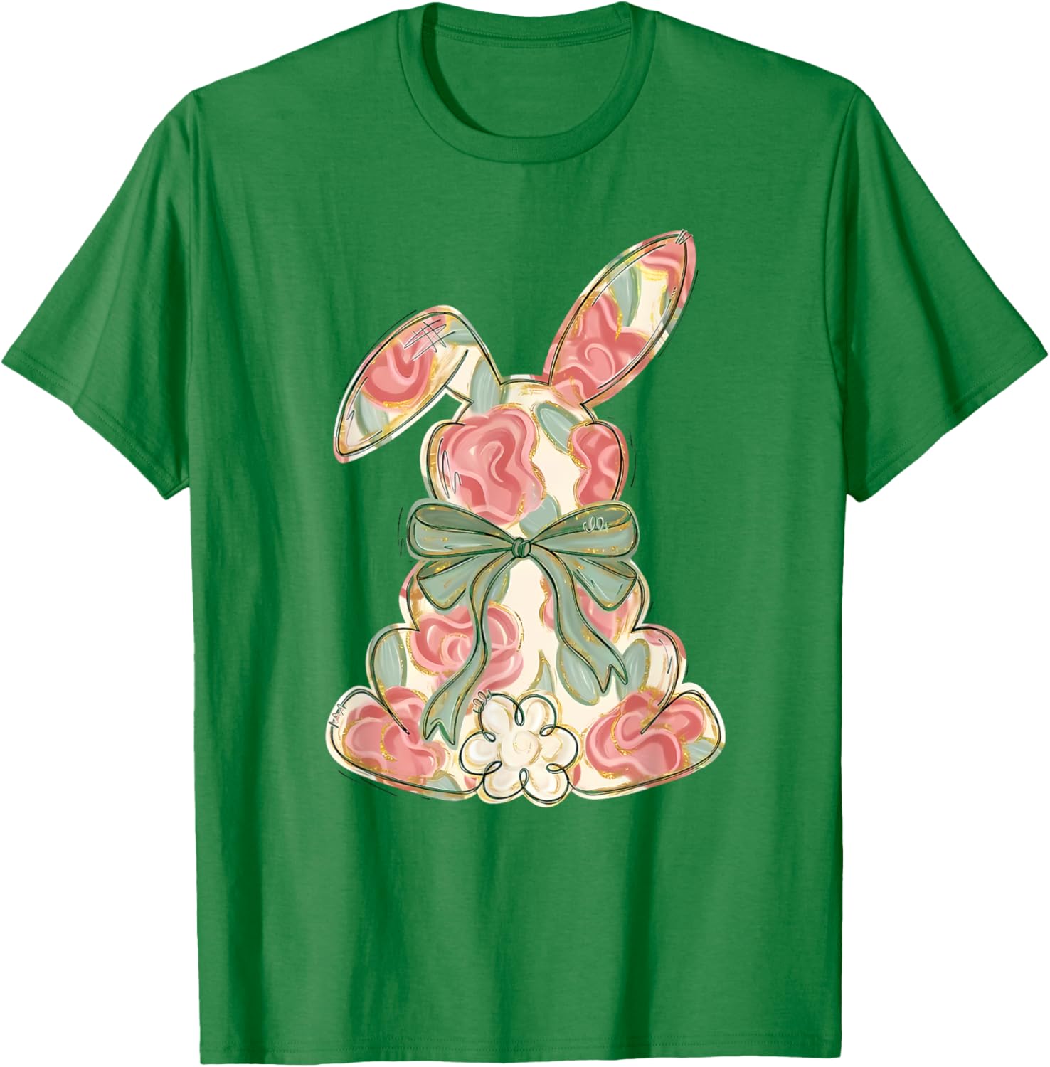 Easter Chinoiserie Floral Bunny Cute Bow Coquette Easter T-Shirt