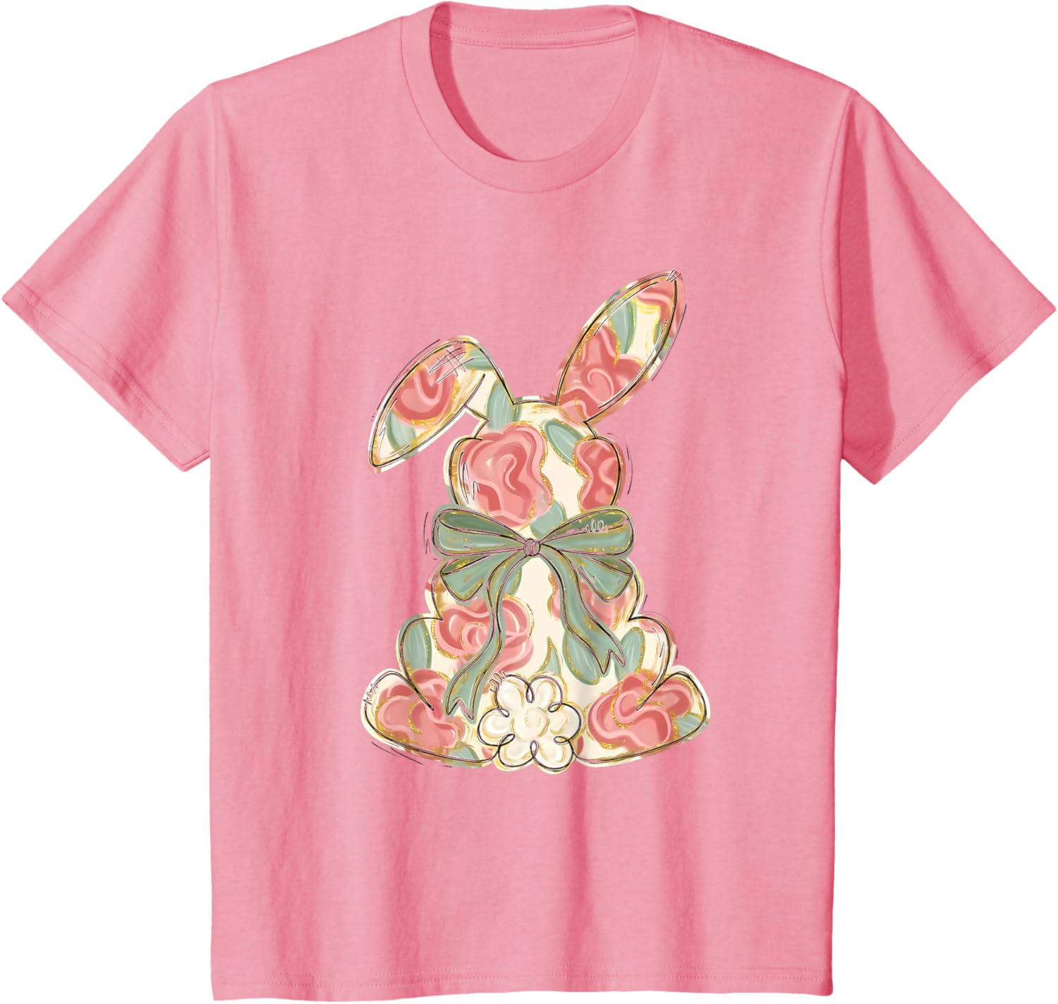 Easter Chinoiserie Floral Bunny Cute Bow Coquette Easter T-Shirt