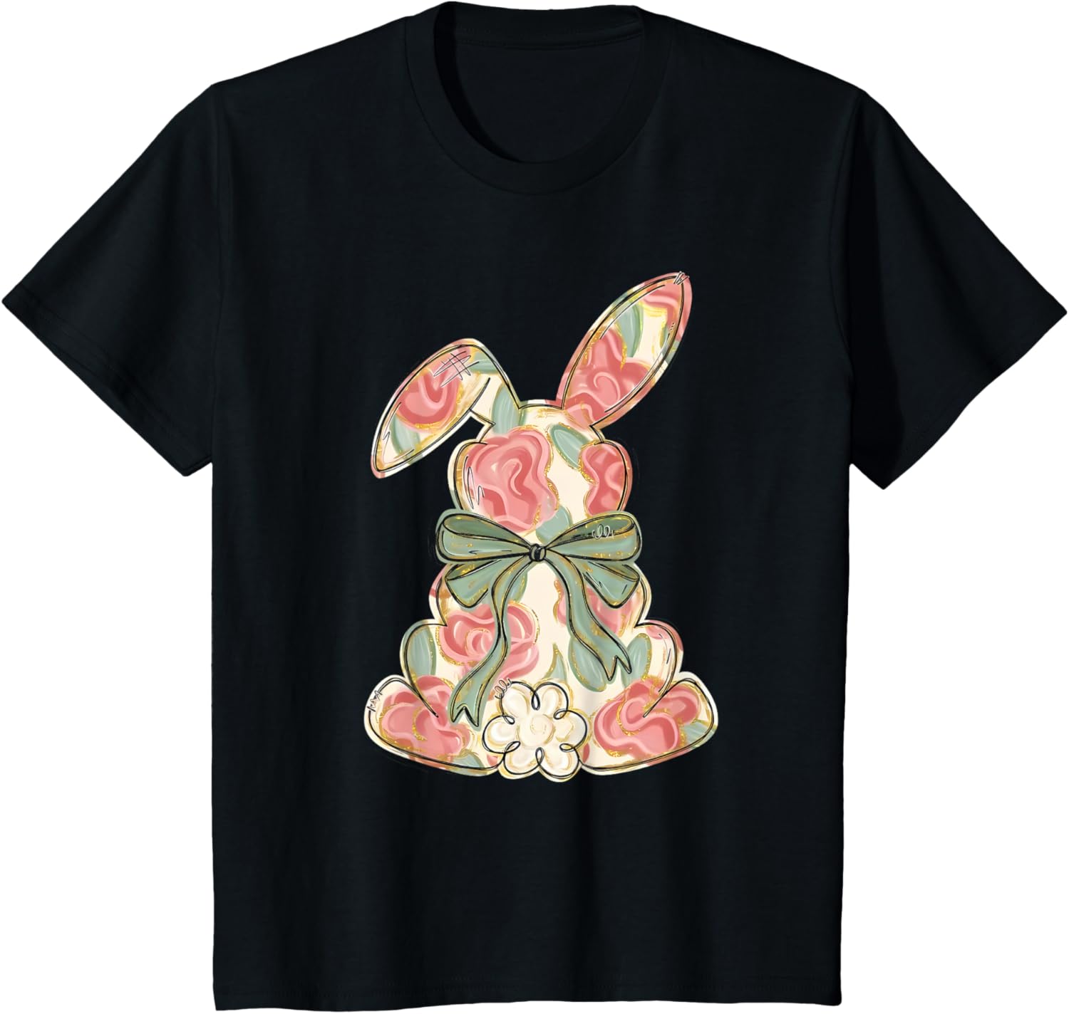 Easter Chinoiserie Floral Bunny Cute Bow Coquette Easter T-Shirt