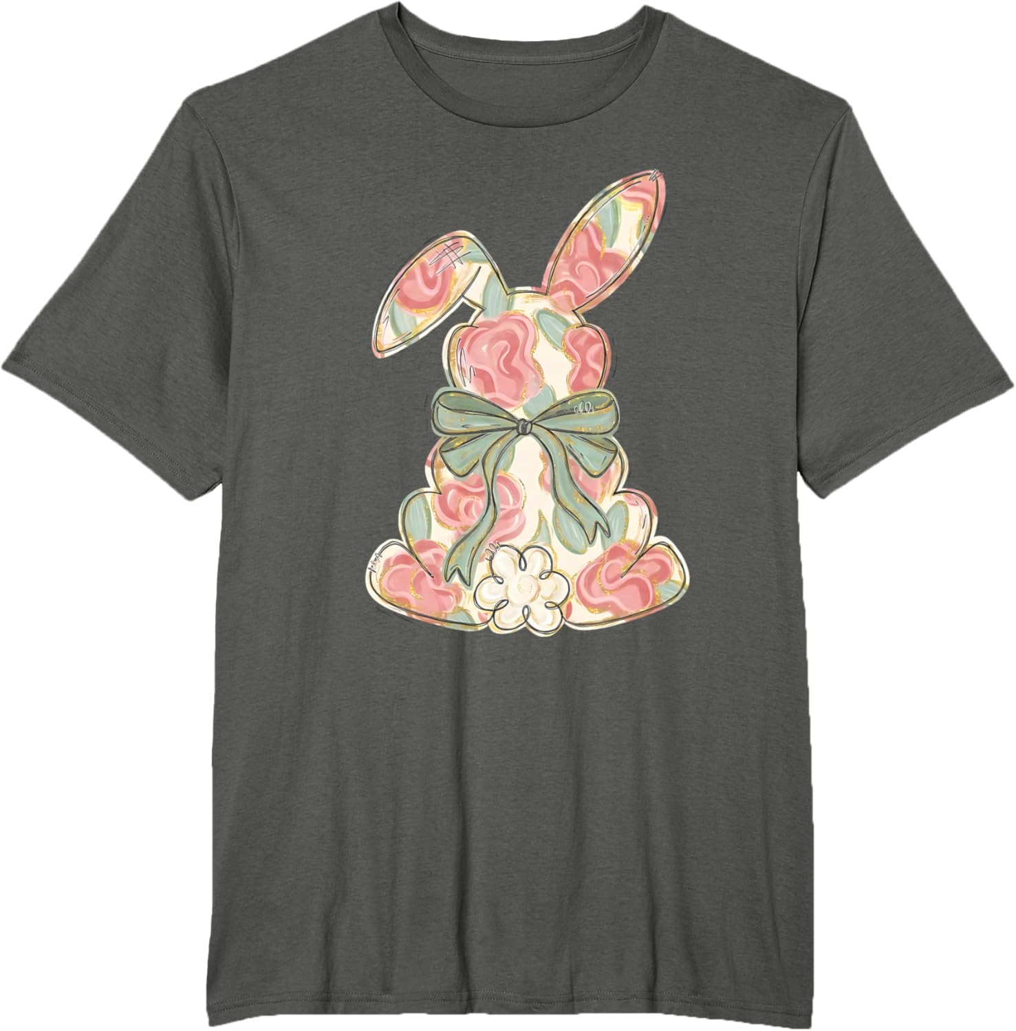 Easter Chinoiserie Floral Bunny Cute Bow Coquette Easter T-Shirt