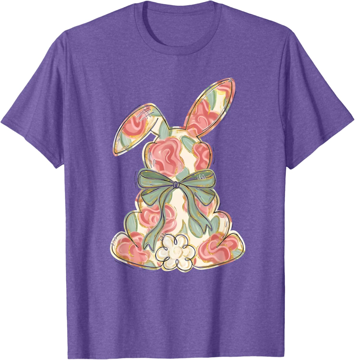 Easter Chinoiserie Floral Bunny Cute Bow Coquette Easter T-Shirt