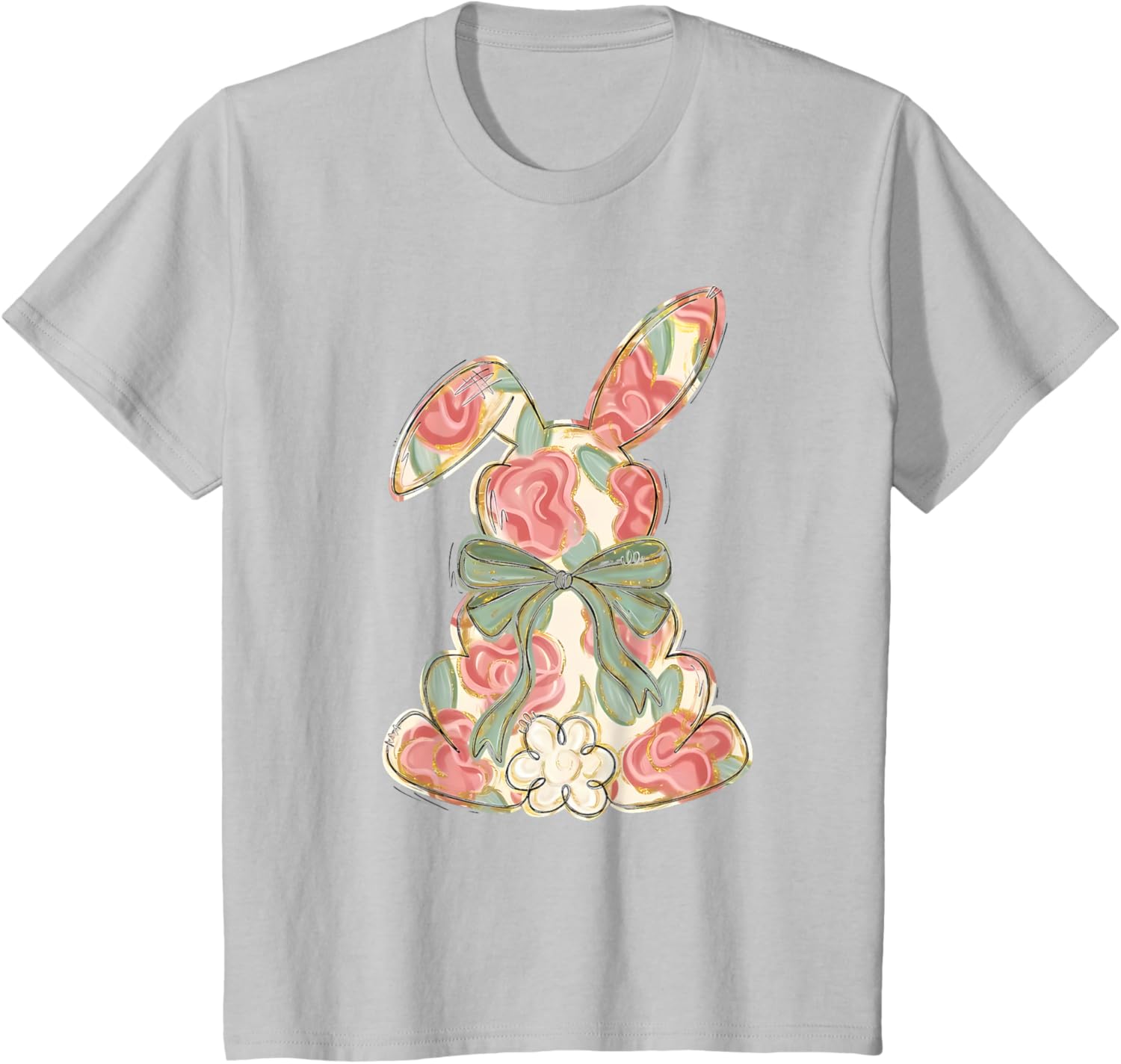 Easter Chinoiserie Floral Bunny Cute Bow Coquette Easter T-Shirt