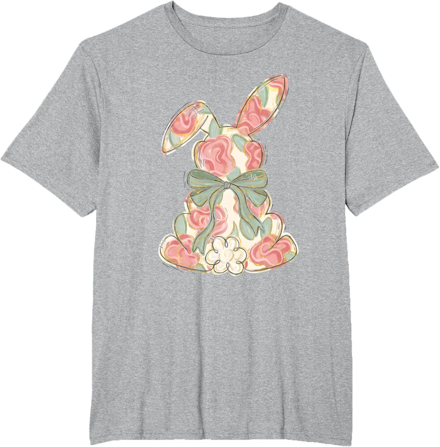 Easter Chinoiserie Floral Bunny Cute Bow Coquette Easter T-Shirt