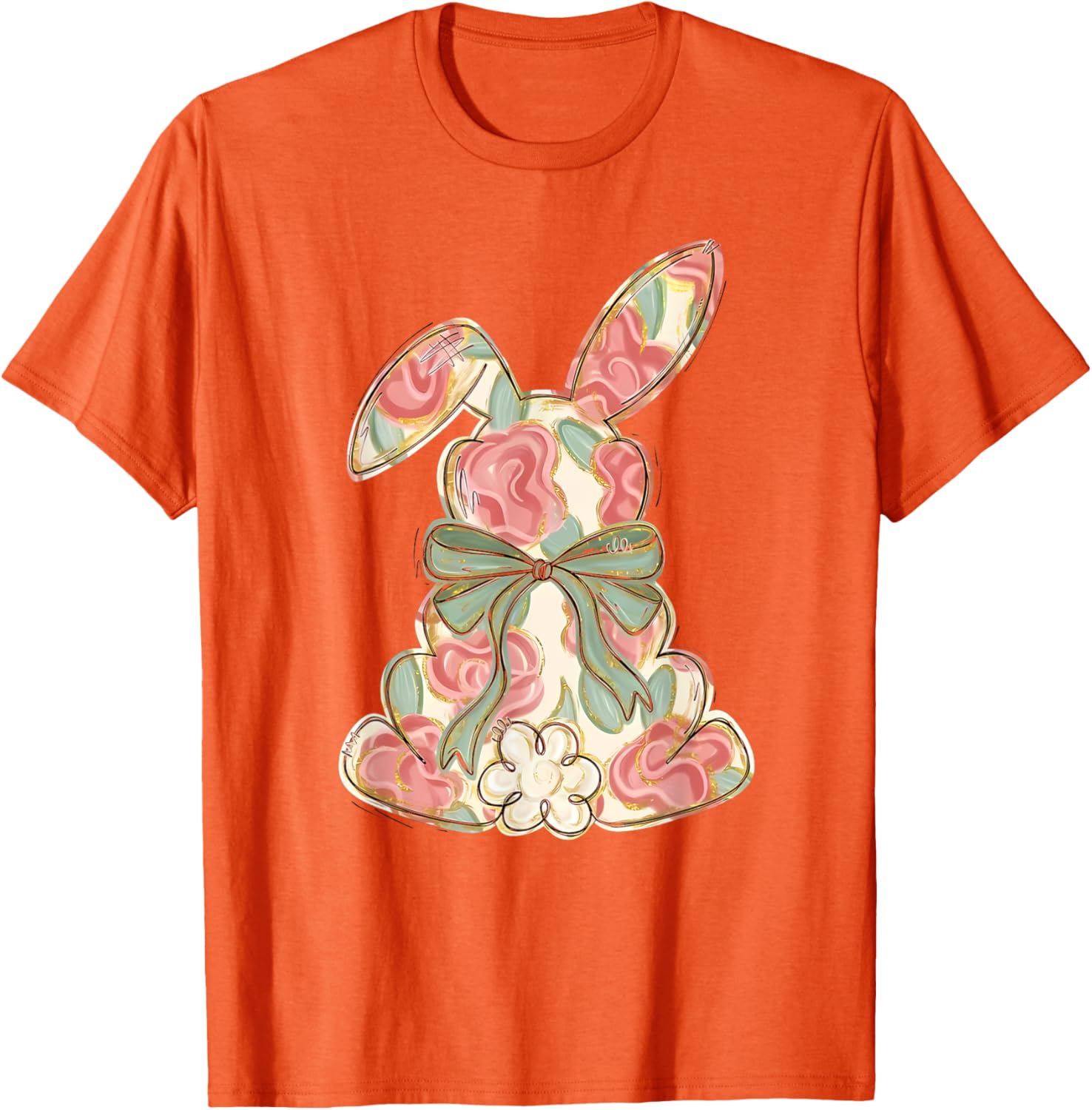 Easter Chinoiserie Floral Bunny Cute Bow Coquette Easter T-Shirt