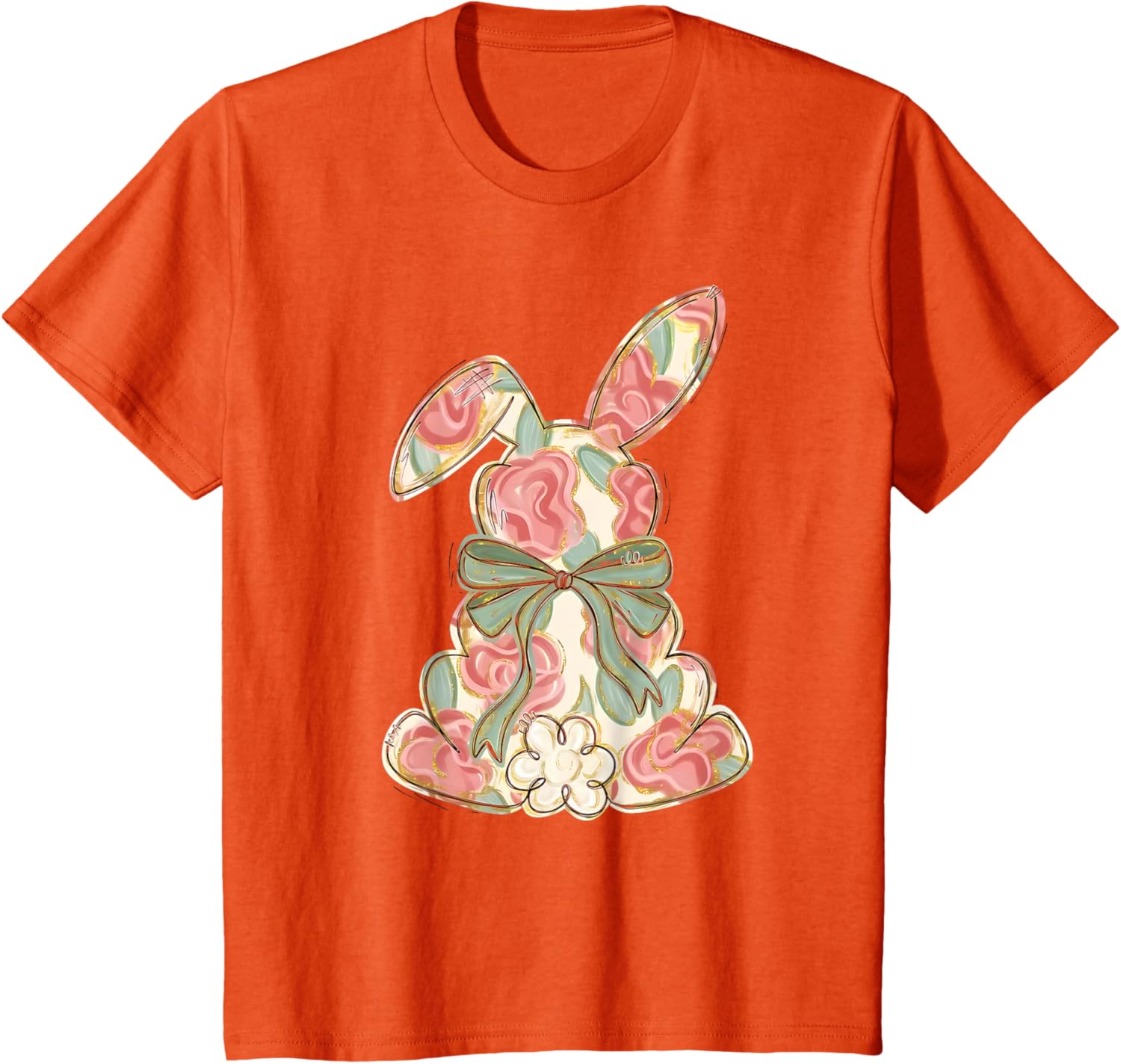 Easter Chinoiserie Floral Bunny Cute Bow Coquette Easter T-Shirt