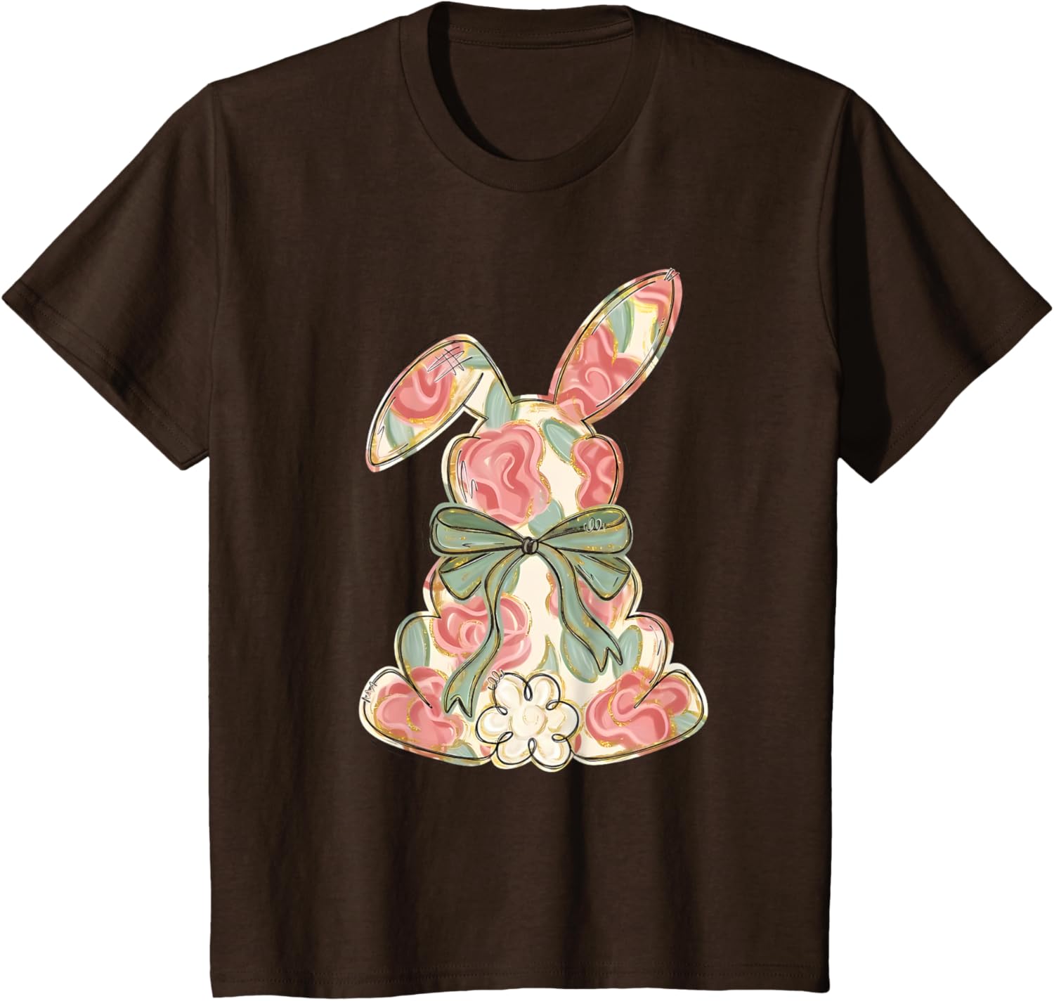 Easter Chinoiserie Floral Bunny Cute Bow Coquette Easter T-Shirt