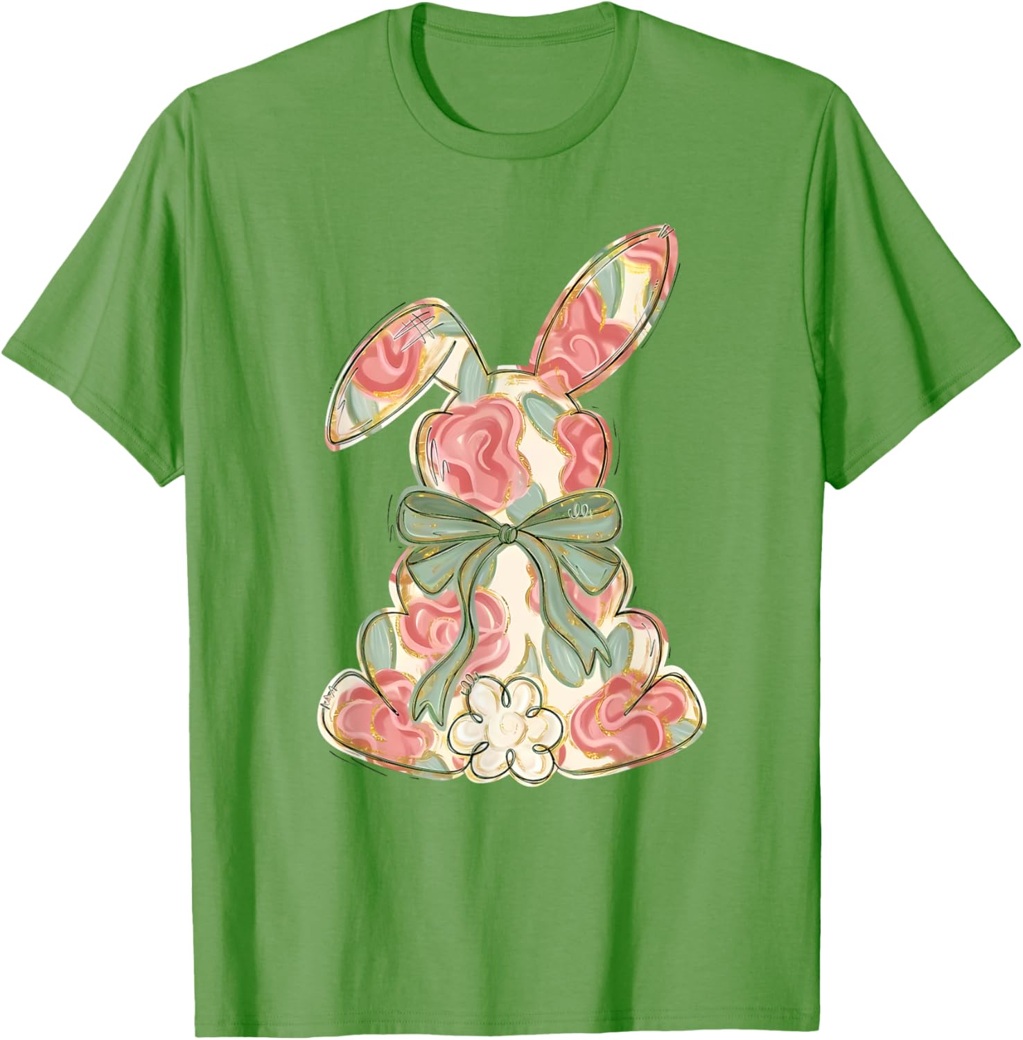 Easter Chinoiserie Floral Bunny Cute Bow Coquette Easter T-Shirt