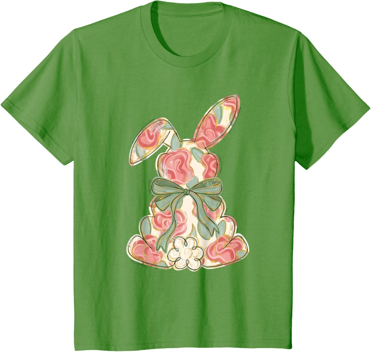 Easter Chinoiserie Floral Bunny Cute Bow Coquette Easter T-Shirt