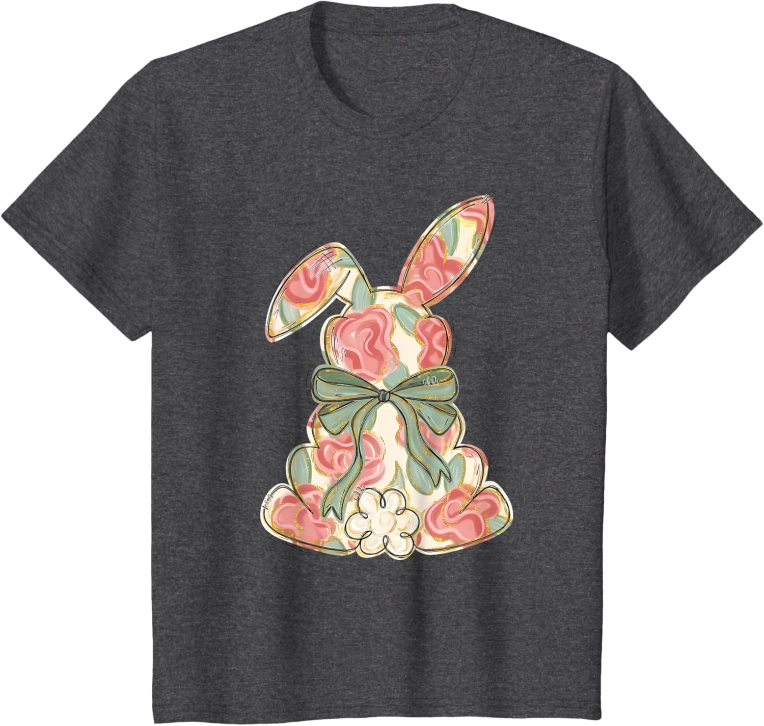 Easter Chinoiserie Floral Bunny Cute Bow Coquette Easter T-Shirt