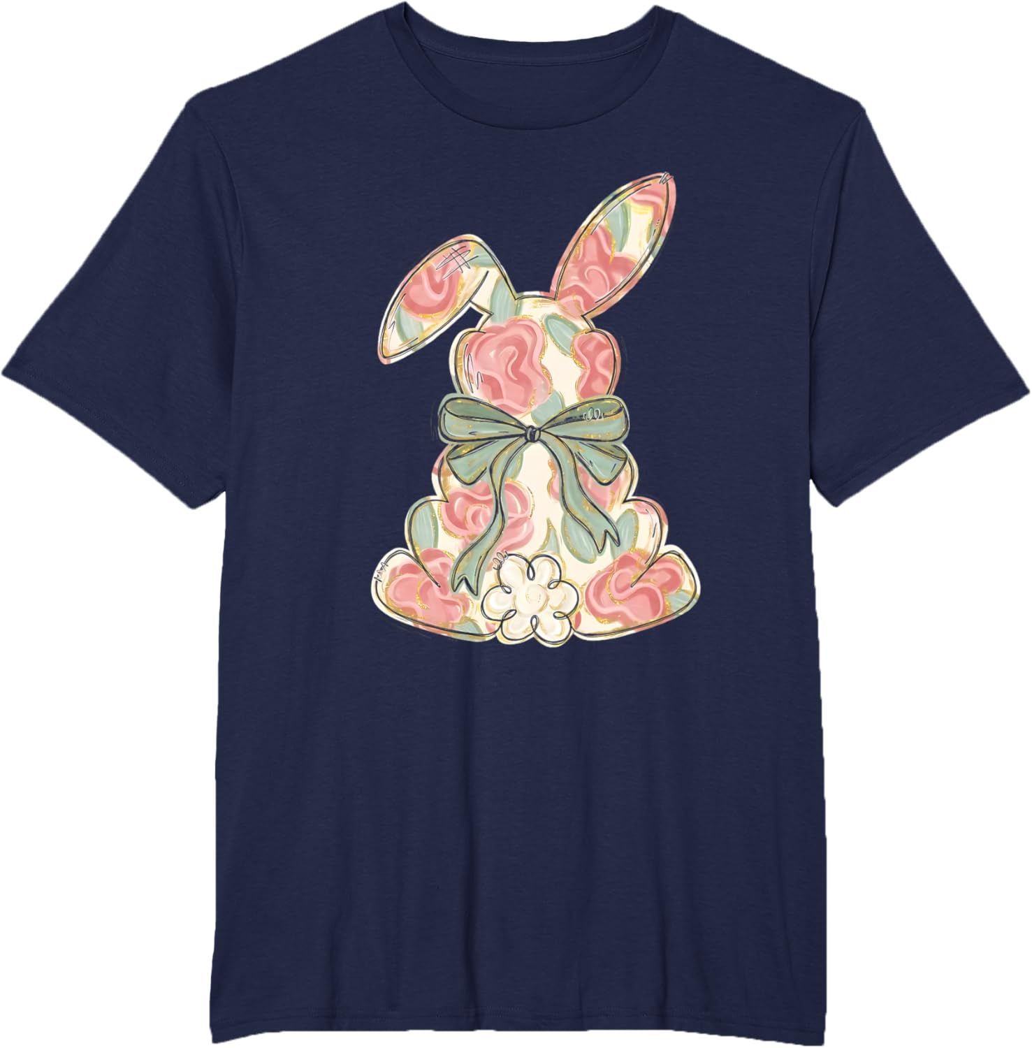 Easter Chinoiserie Floral Bunny Cute Bow Coquette Easter T-Shirt