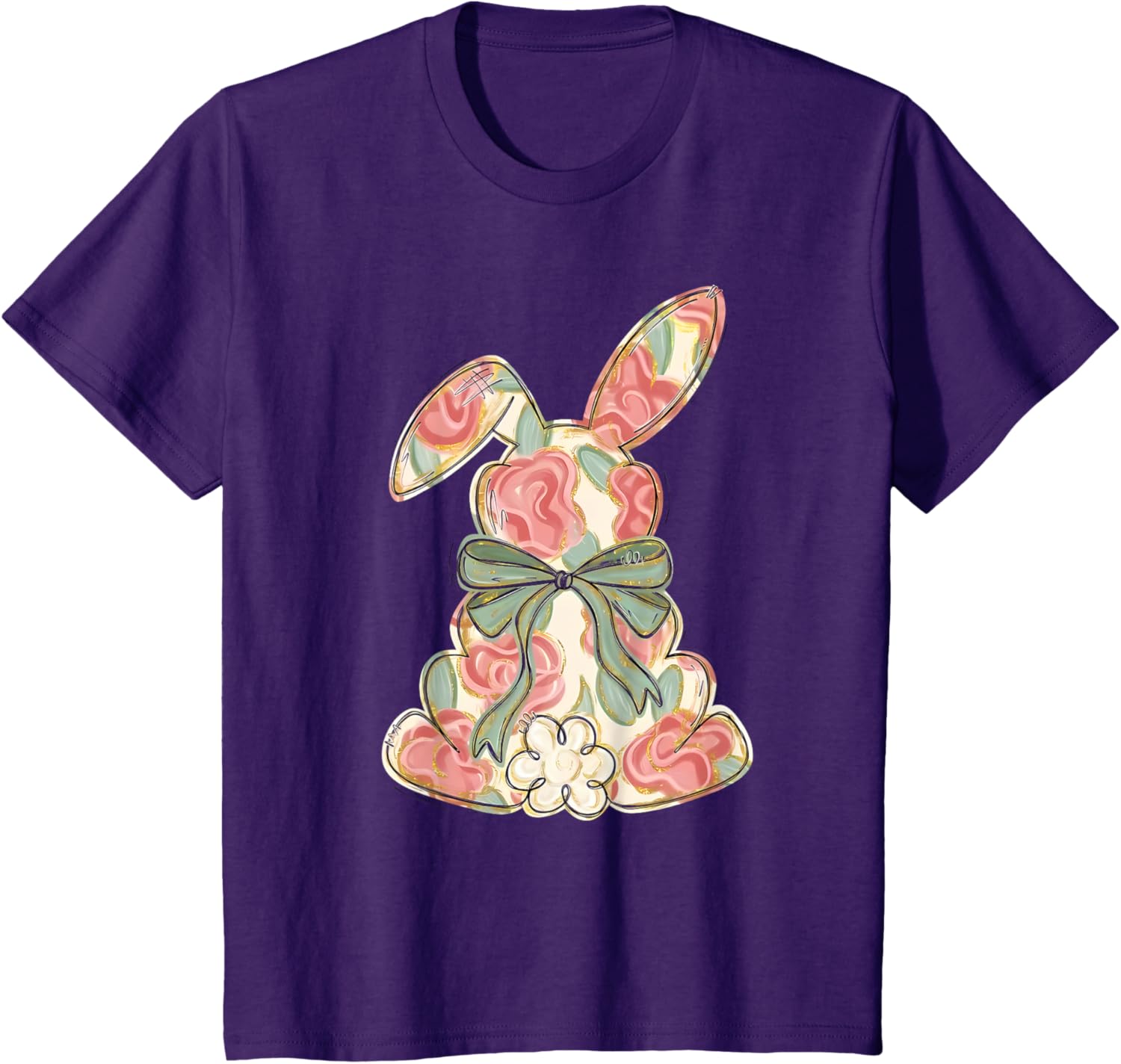 Easter Chinoiserie Floral Bunny Cute Bow Coquette Easter T-Shirt