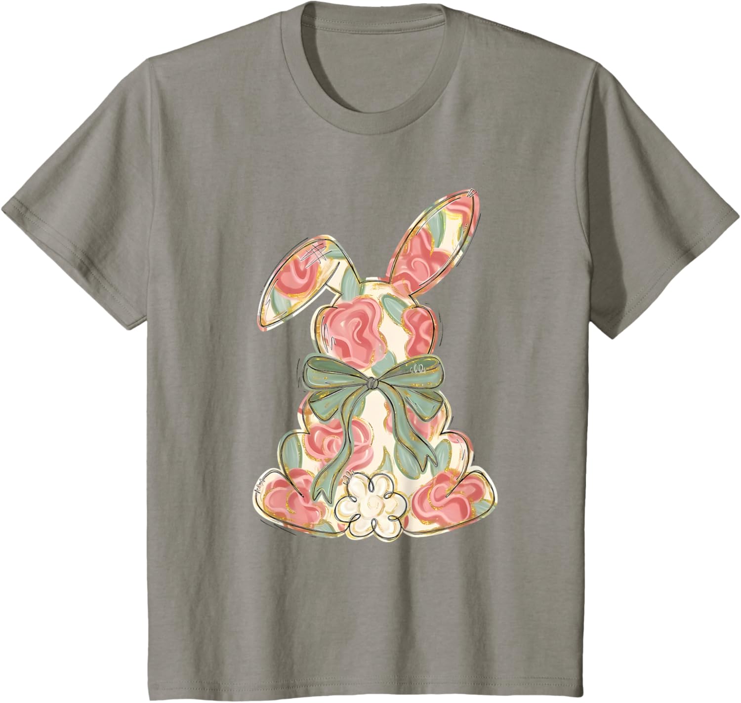 Easter Chinoiserie Floral Bunny Cute Bow Coquette Easter T-Shirt