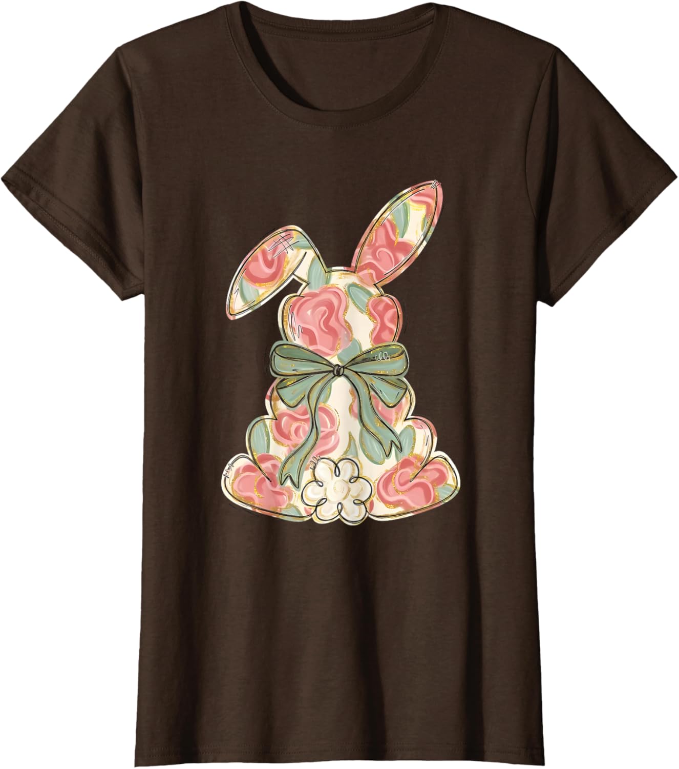 Easter Chinoiserie Floral Bunny Cute Bow Coquette Easter T-Shirt