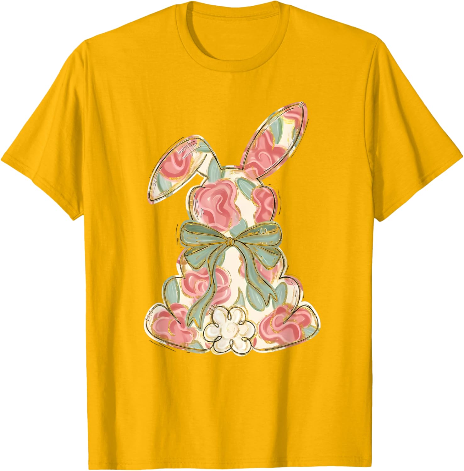 Easter Chinoiserie Floral Bunny Cute Bow Coquette Easter T-Shirt